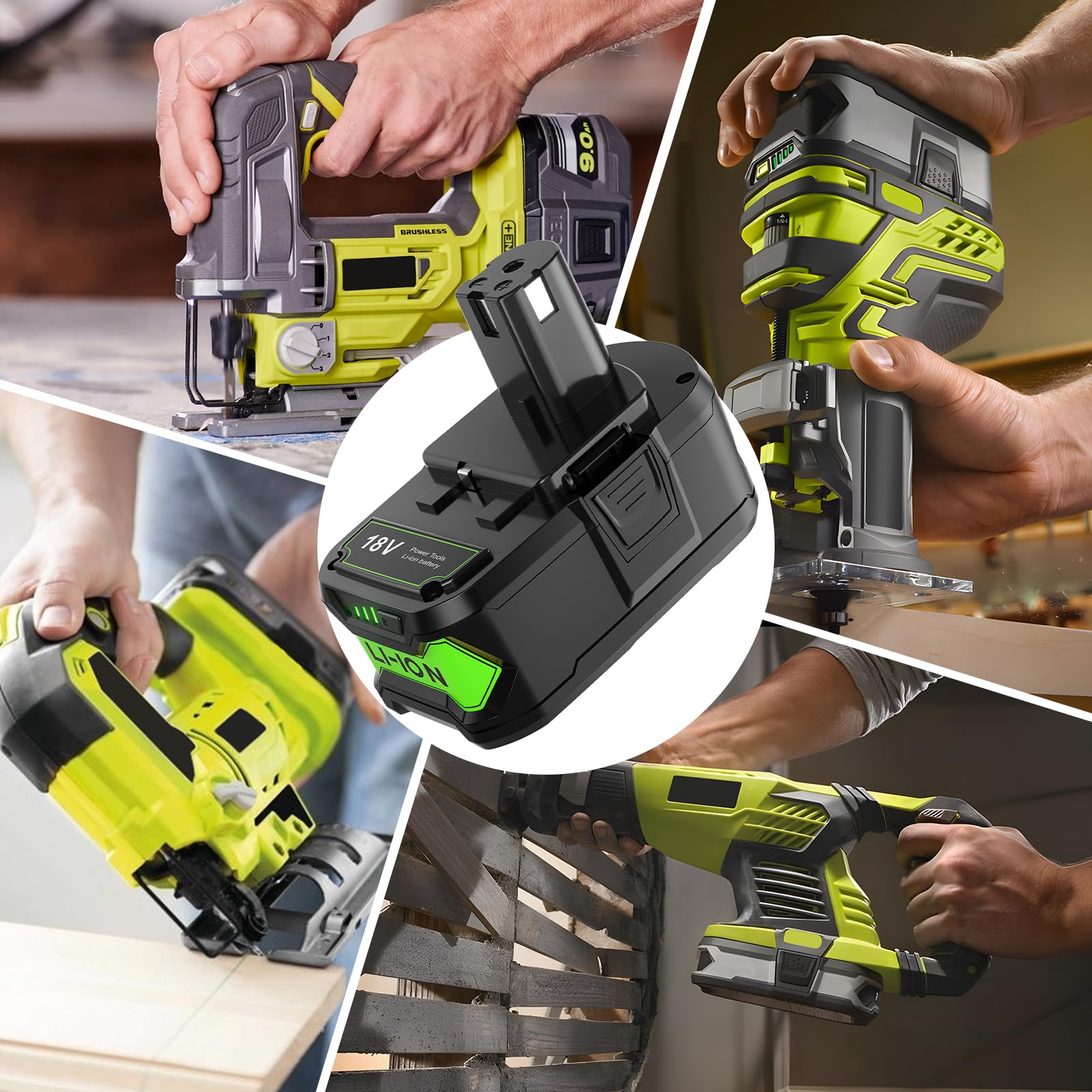 Upgraded 8.0Ah 2Packs P108 18V Battery Compatible with Ryobi 18V ONE+ Battery Replacement P108 P102 P103 P104 P105 P107 P109 P122 Cordless Tool Batteries Rapid Rechargeable Batteries with Indicator