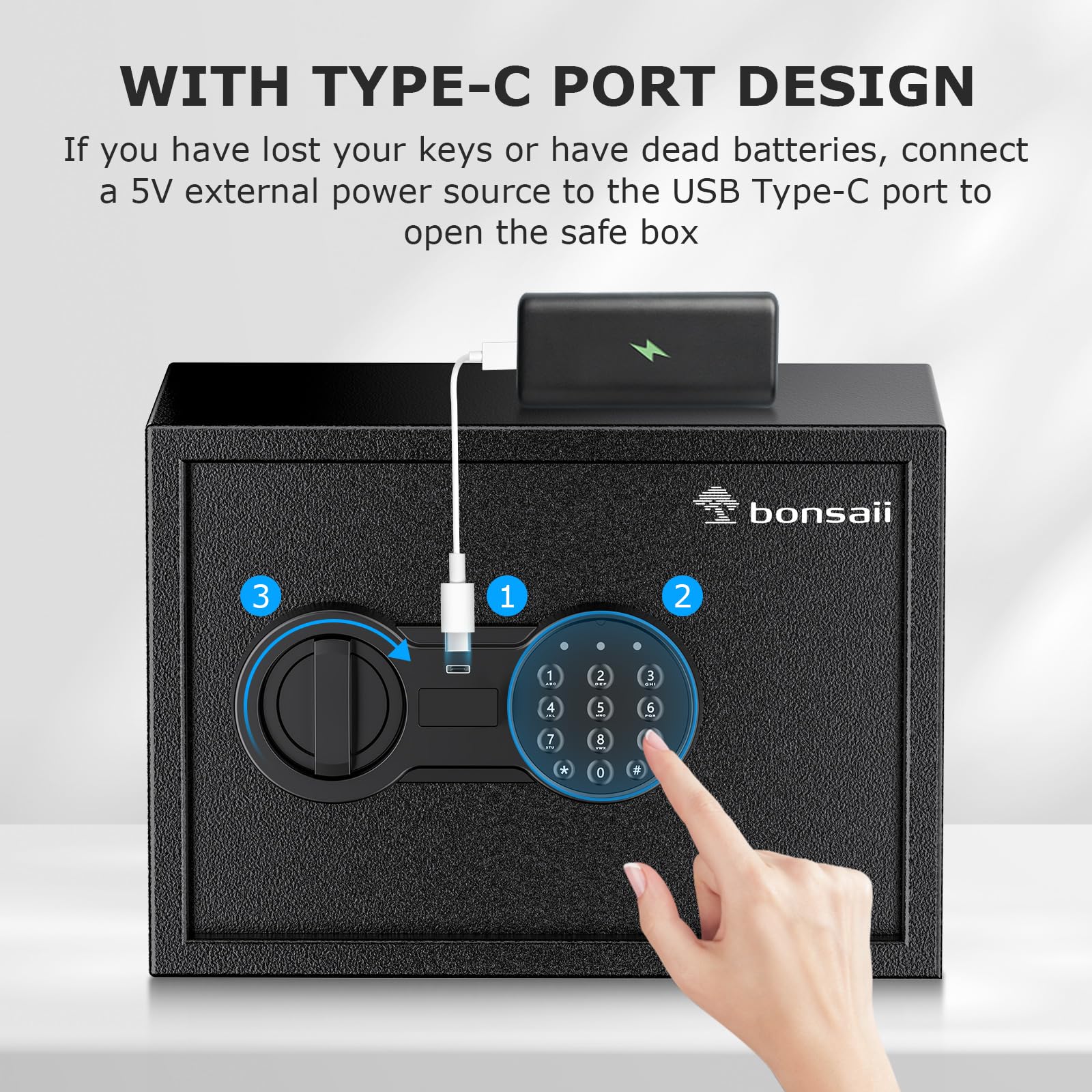 Bonsaii Safe, 0.6 Cubic Safe Box with Electronic Keypad, Removable Shelf, for Valuables Jewelry and Documents in Home, Hotel, or Business, 9.84" x 13.78" x 9.84" Inches, SF002