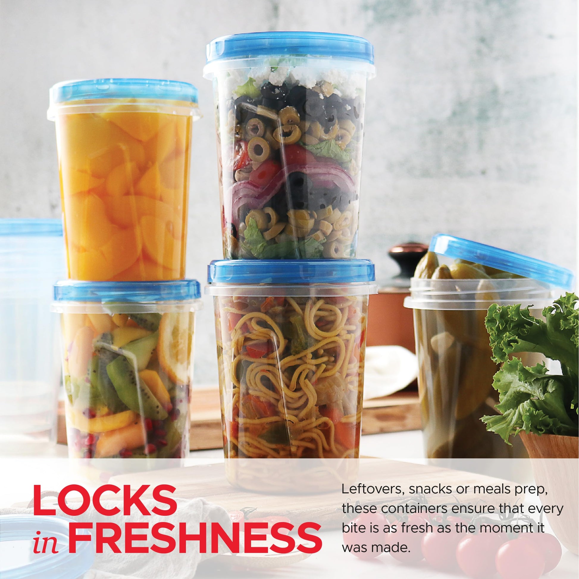 10 Pack Leakproof Freezer Containers for Food with Twist Top Lids - 32 Oz BPA Free Reusable Plastic Soup Containers with Screw On Lids - Ideal for Meal Prep, Leftovers & Pantry Organization