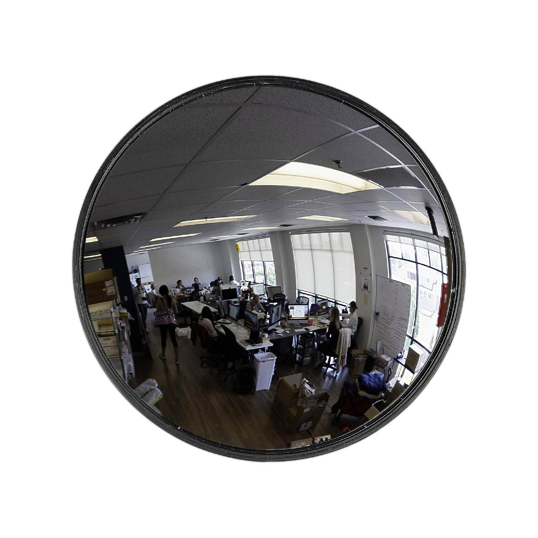 12Ã¢ÂÂ Acrylic Convex Mirror, Round Indoor Security Mirror for the Garage Blind Spot, Store Safety, Warehouse Side View, and More, Wall Mirror for Personal or Office Use - Vision Metalizers,Black