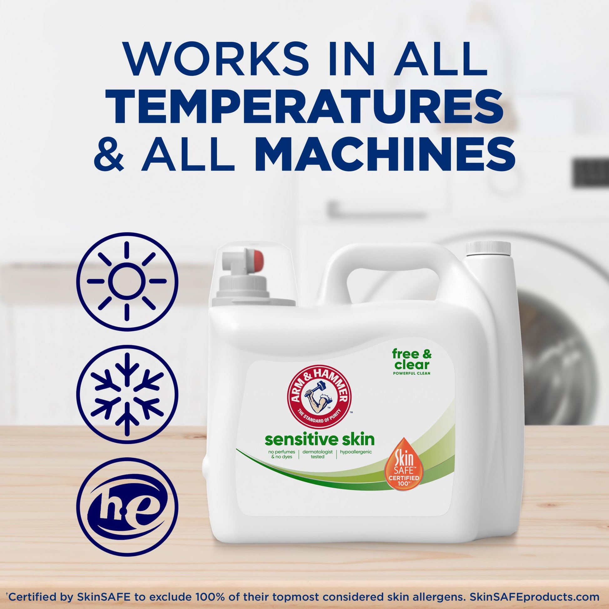 ARM & HAMMER Sensitive Skin Free Clear, 140 Loads Liquid Laundry Detergent, 140 Fl oz