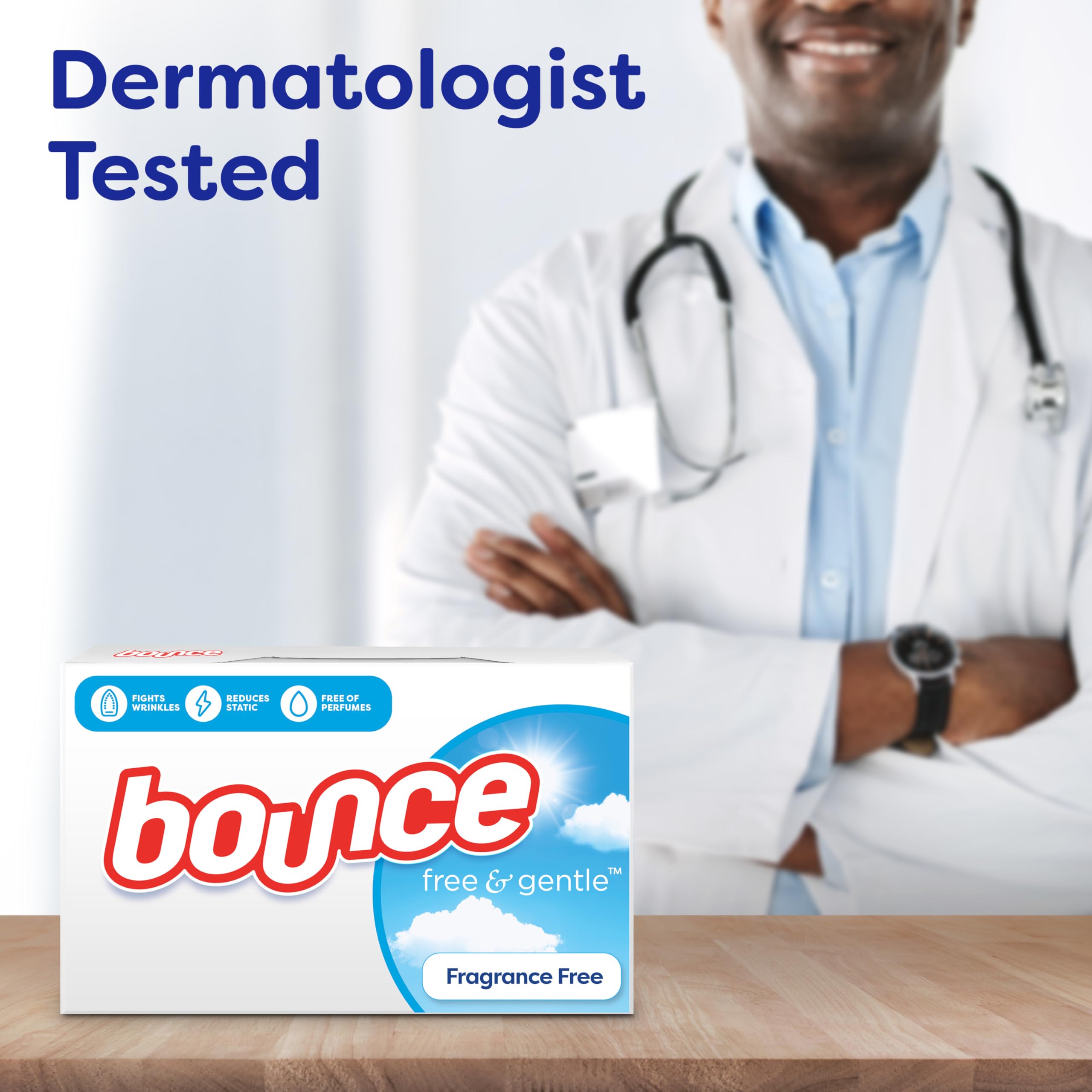 Bounce Free & Gentle Dryer Sheets, Unscented, 240 Count, Hypoallergenic and Dermatologist Tested
