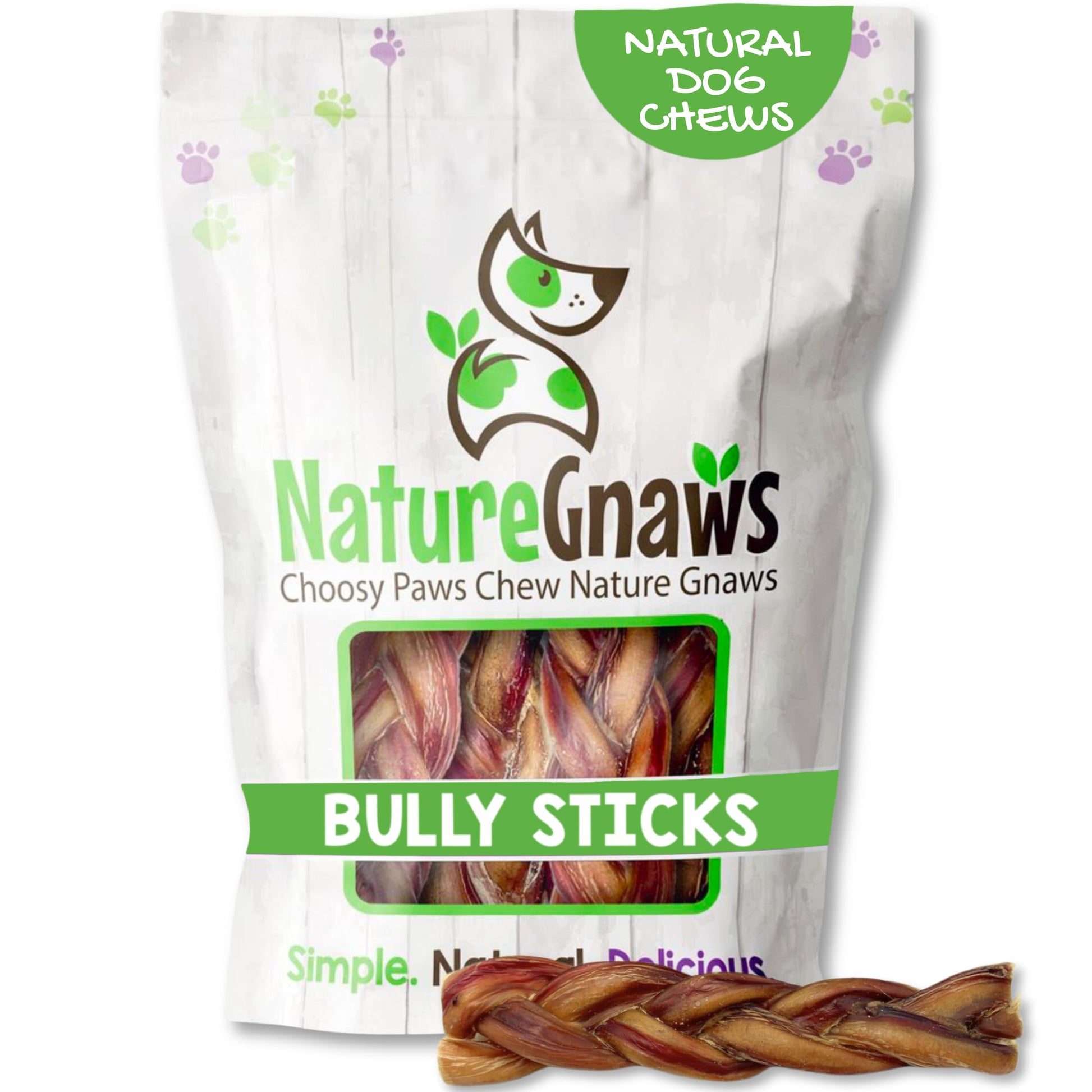 Nature Gnaws Braided Bully Sticks for Dogs 5-6" (3 Count) - Long Lasting for Small and Medium Dogs - Natural Beef Dog Chew Bones - Rawhide Free