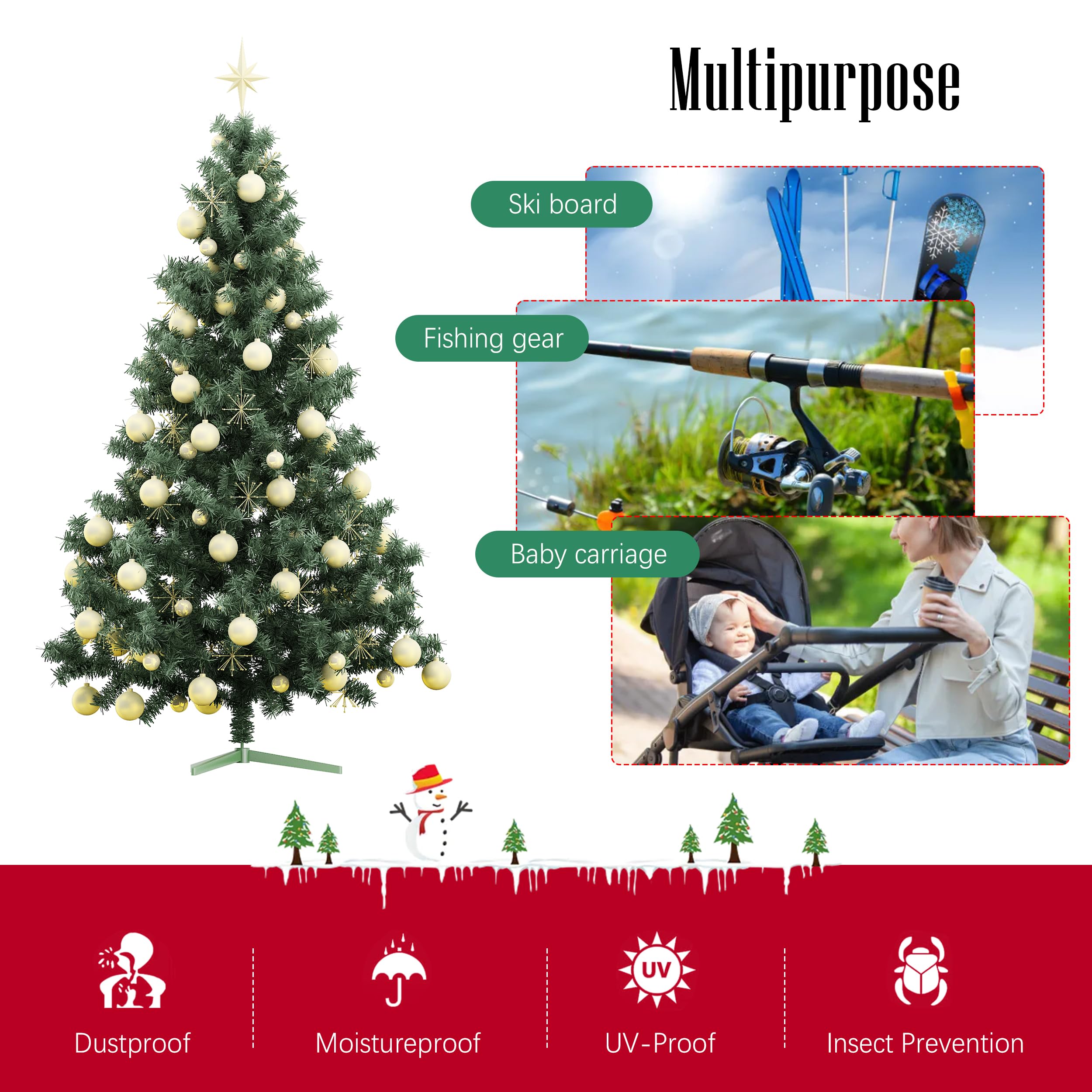 Cosy Family 7.5 ft Christmas Tree Storage Bag - Durable Heavy Duty Extra Large Artificial Xmas Holiday Tree Bag with Reinforced Handles and Dual Zippers Wide Opening - Red