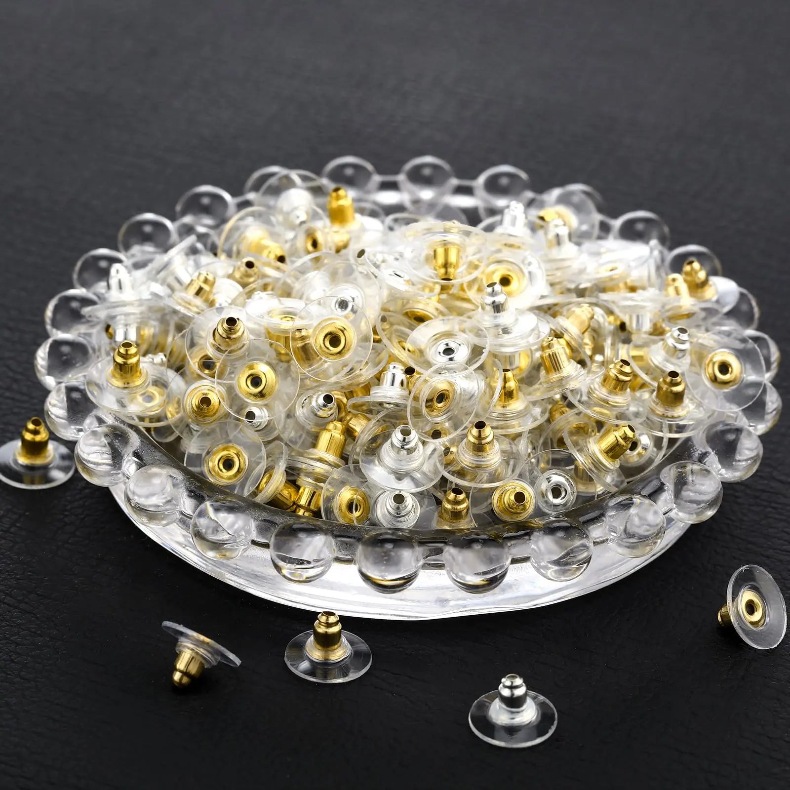 Outus 200 Pcs Earring Backs for Droopy Ears Backs Replacements Earring Backs for Heavy Bullet Clutch(Silver and Gold)