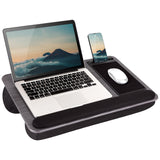 LAPGEAR Home Office Pro Lap Desk with Wrist Rest, Mouse Pad, and Phone Holder - Black Carbon - Fits up to 15.6 Inch Laptops - Style No. 91598