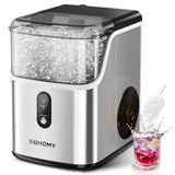 EUHOMY Nugget Ice Makers Countertop, Pebble Ice Maker Machine with 35lbs/24H Soft Ice, Self-Cleaning Sonic Ice Maker with Ice Scoop&Basket, Pellet Ice Maker for Home/Kitchen/Office(Stainless Steels)