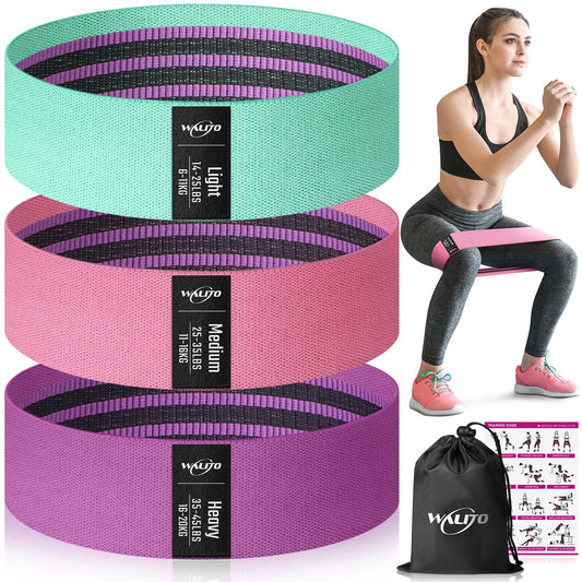 WALITO Resistance Bands for Legs and Butt, Fabric Exercise Loop Bands Yoga, Pilates, Rehab, Fitness and Home Workout, Strength Bands for Booty