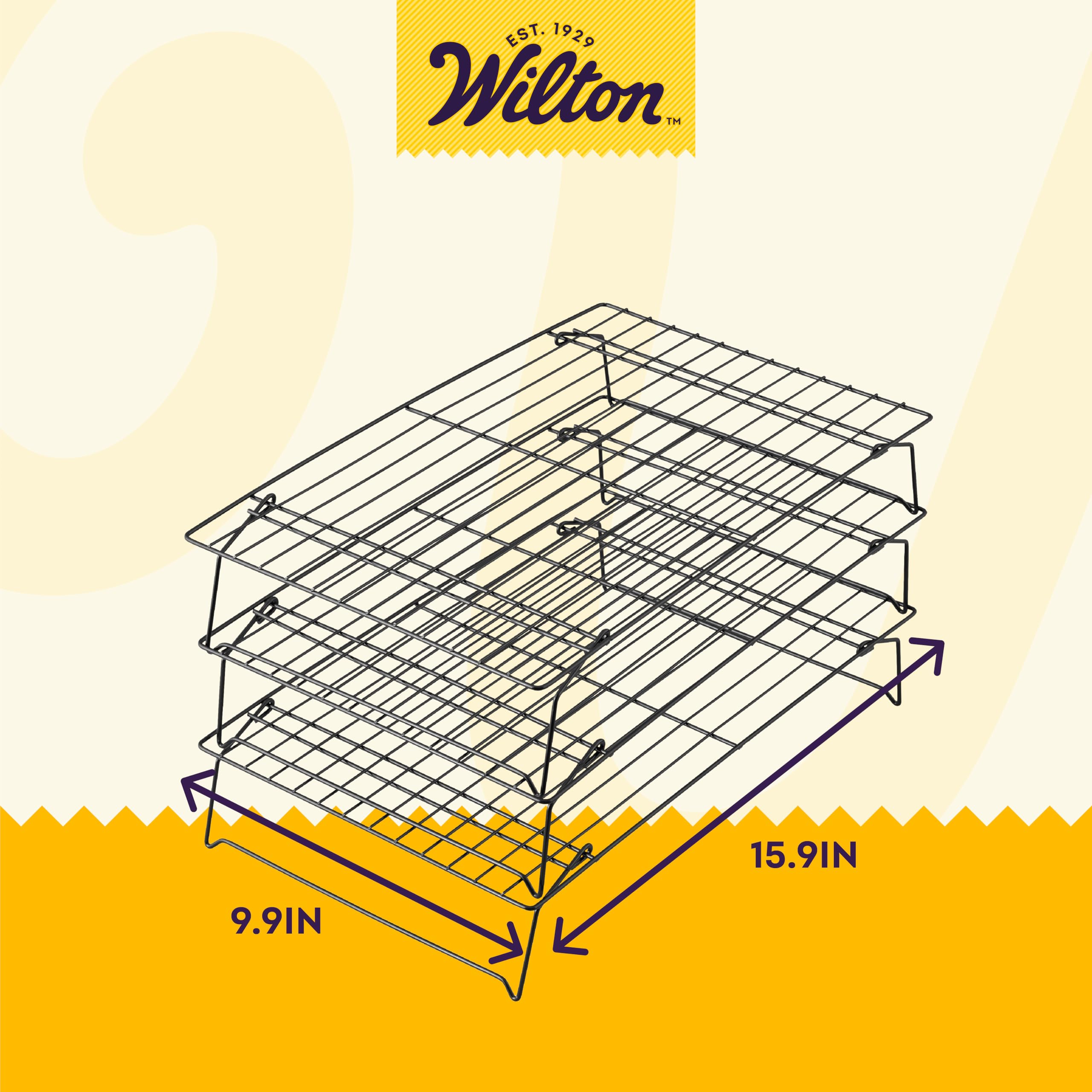 Wilton Excelle Elite 3-Tier Cooling Rack for Cookies, Cake and More - Cool Batches of Cookies, Cake Layers or Finger Foods, Black