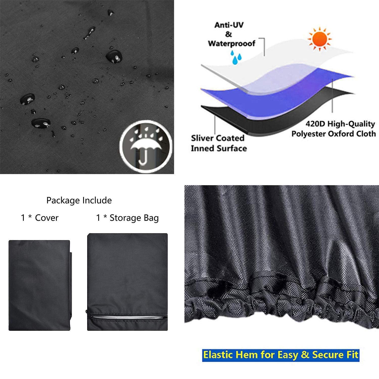 Riding Lawn Mower Cover, Waterproof Tractor Cover Fits Decks up to 54",Heavy Duty 420D Polyester Oxford, Durable, UV, Water Resistant Covers for Your Rider Garden Tractor Outdoor Lawn Mower Storage
