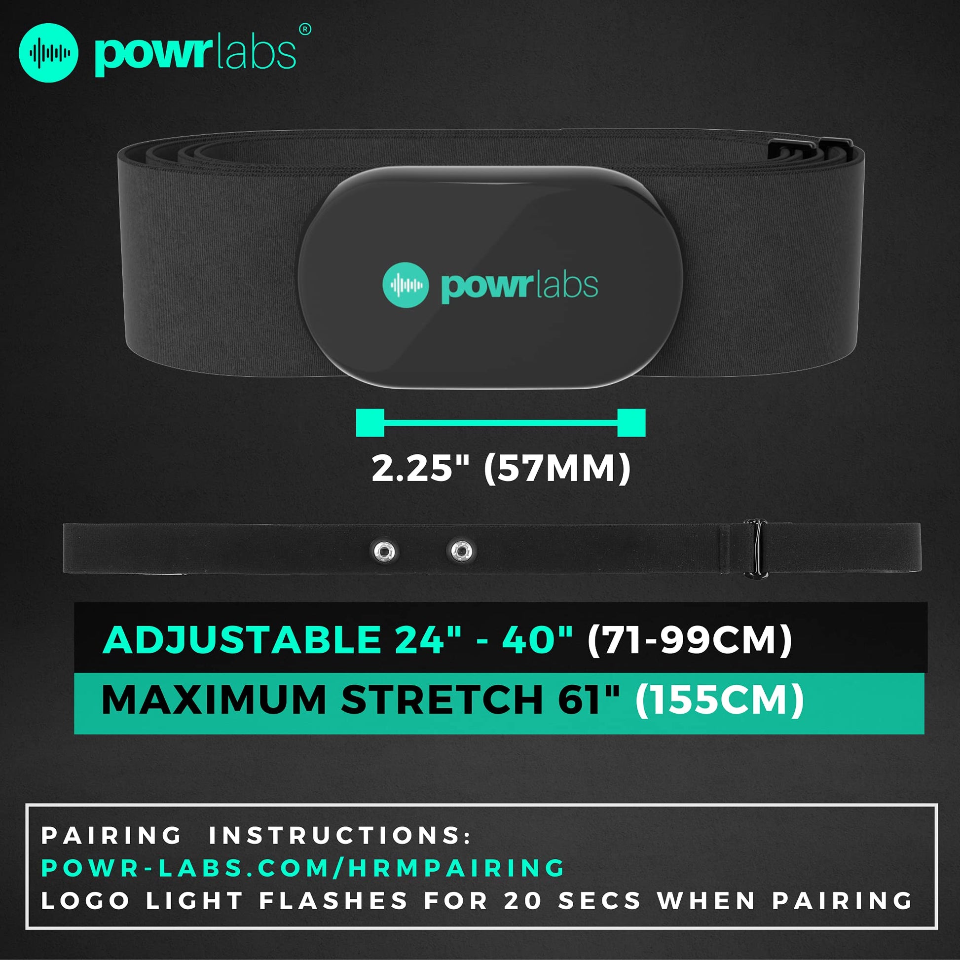 Powr Labs Bluetooth and ANT+ Heart Rate Monitor Chest Strap - Compatible with Polar, Garmin, Peloton, Wahoo