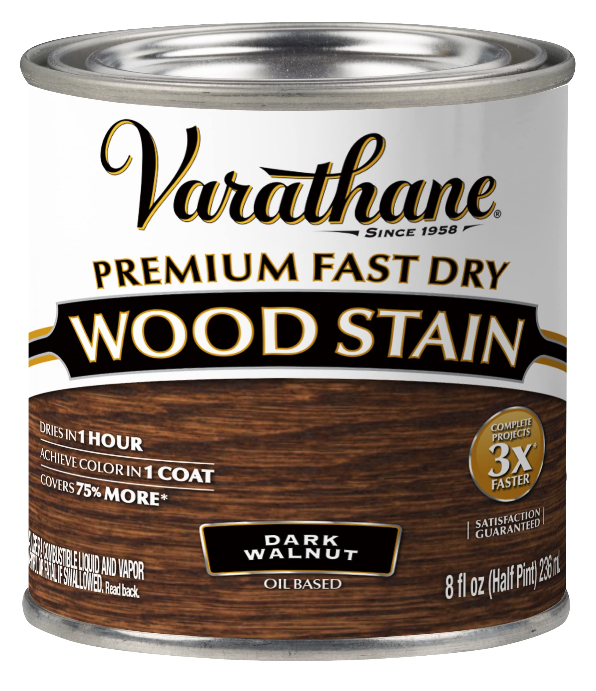 Varathane Premium Fast Dry Wood Stain, Half Pint, Dark Walnut