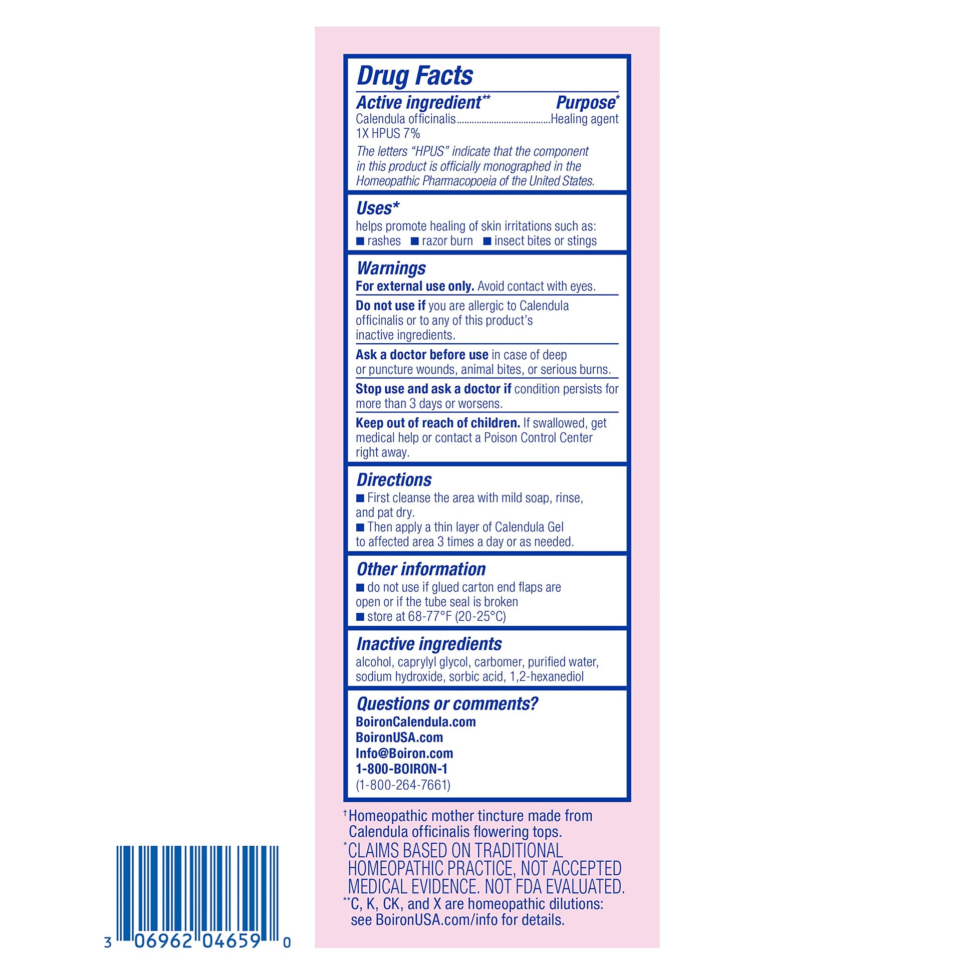 Boiron Calendula Gel Relief from Rashes, Skin Irritations, Razor Burn, or Insect Bites - Non-Greasy and Fragrance-Free - 2.6oz