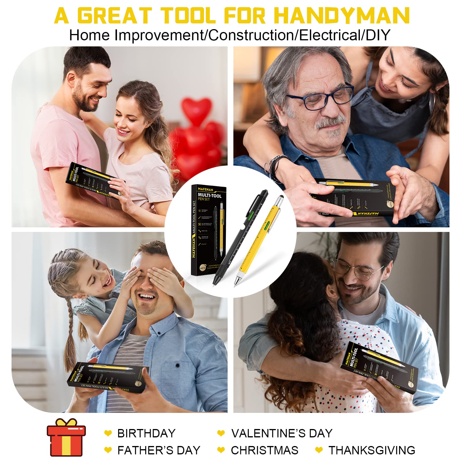 Father's Day Gifts from Daughter Son Wife, 9 in 1 Multitool Pen, Gifts for Men Who Have Everything, Unique Gifts for Dad from Daughter Son, Dad Gifts for Him, Husband, Grandpa, Boyfriend - Y&B