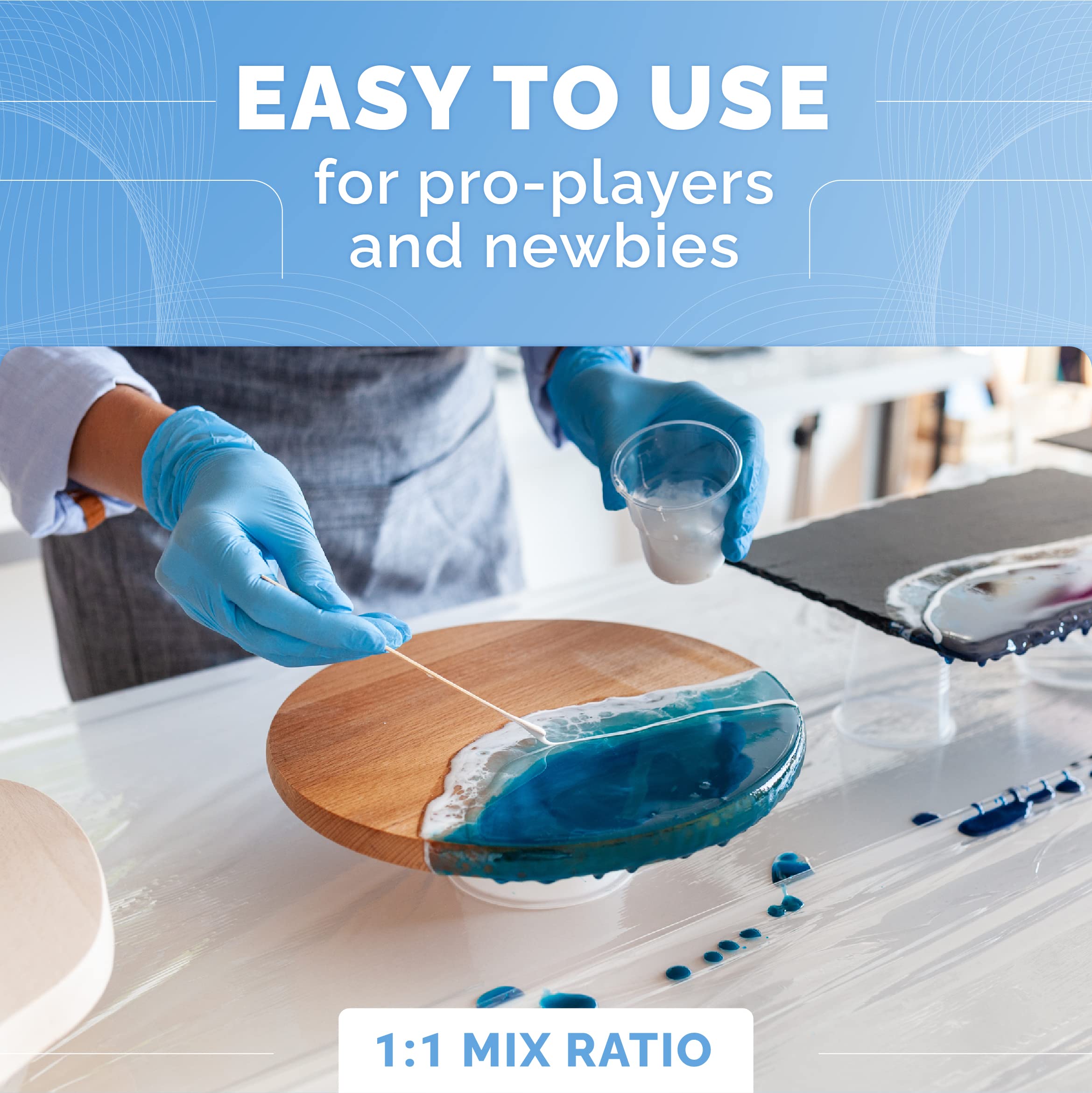 CRAFT RESIN 1 Gallon Crystal Clear Epoxy Resin Kit with Pumps - Food Safe & UV Resistant for DIY Art, Wood, Jewelry Making, Coasters, Mold Casting Resin Epoxy - Low Viscosity for Beginners & Pros
