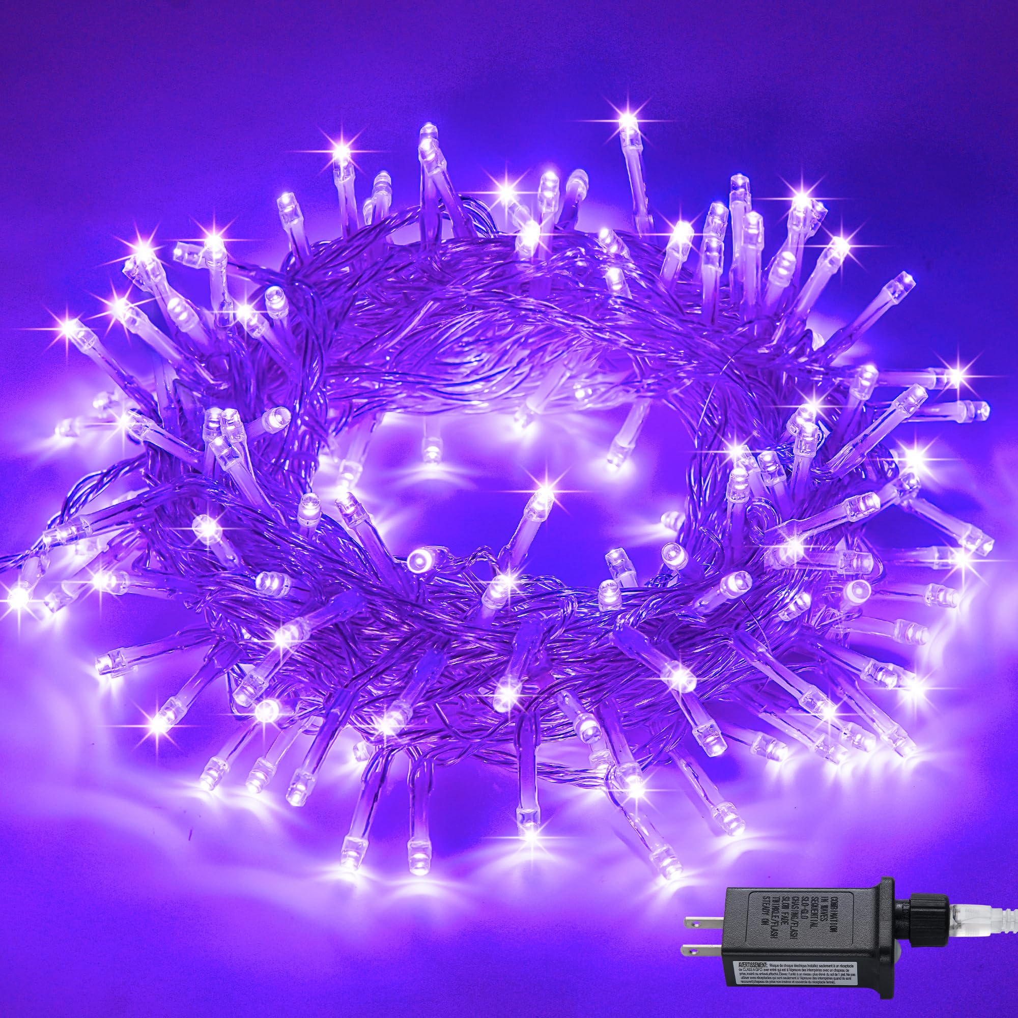 JMEXSUSS 33ft 100 LED White Christmas Lights, 8 Modes Connectable Clear Wire Twinkle Fairy String Lights Indoor, Plug-in Christmas String Lights Outdoor Waterproof for Christmas Wedding Party Tree