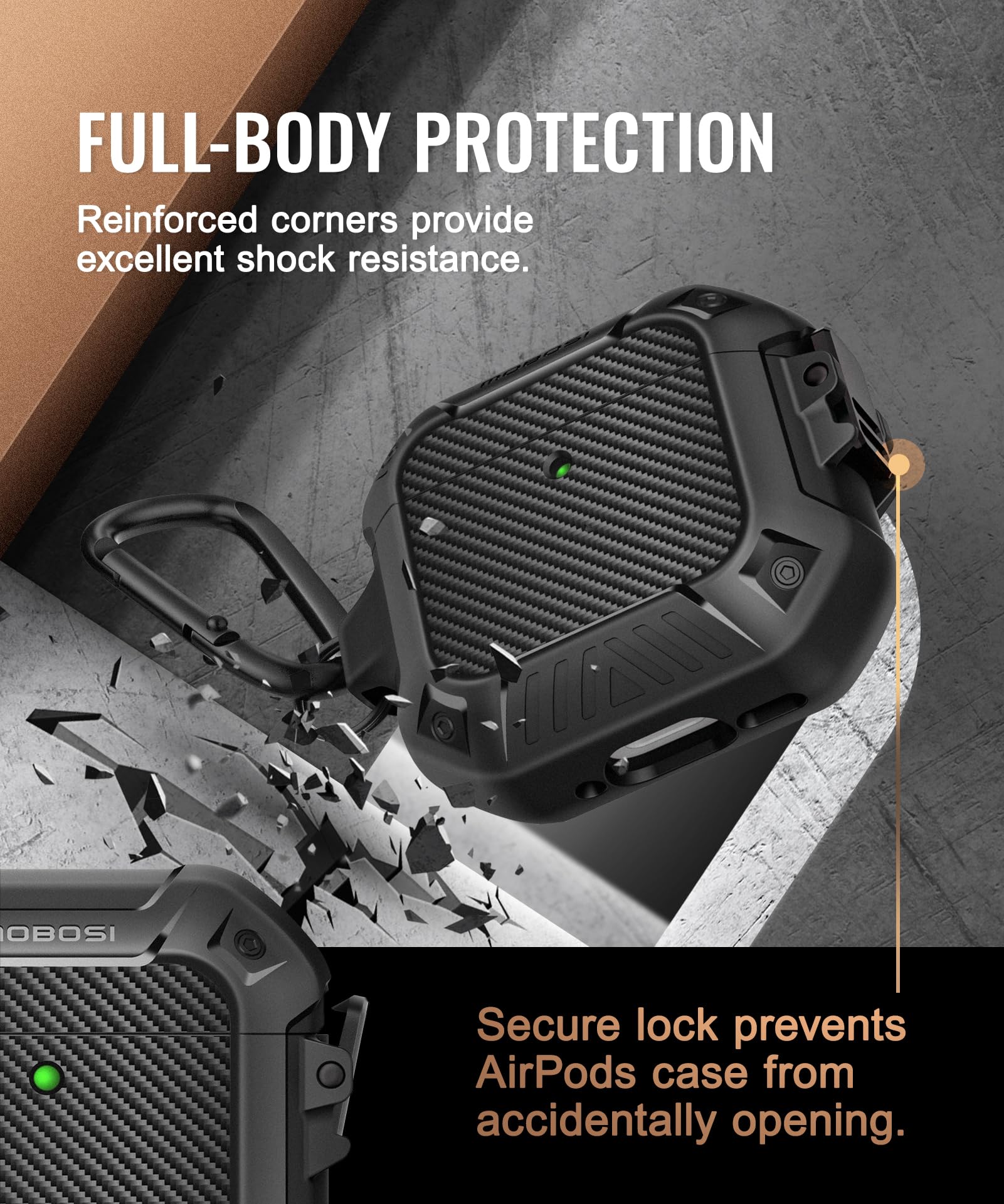 MOBOSI for AirPods 4 Case with Cleaner Kit, Compatible with AirPods 4th Generation Case Cover (2024) with Secure Lock & Keychain, Powerful Drop Protection, Shockproof Protective Hard Shell, Black