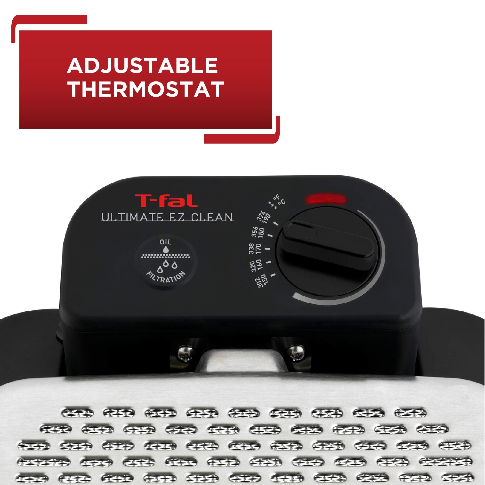 T-fal 3.5L Stainless Steel Deep Fryer with Basket, 1700W Electric Deep Fryer with Basket and Lid, Oil Filtration, Temp Control, Digital Timer, Dishwasher Safe Parts