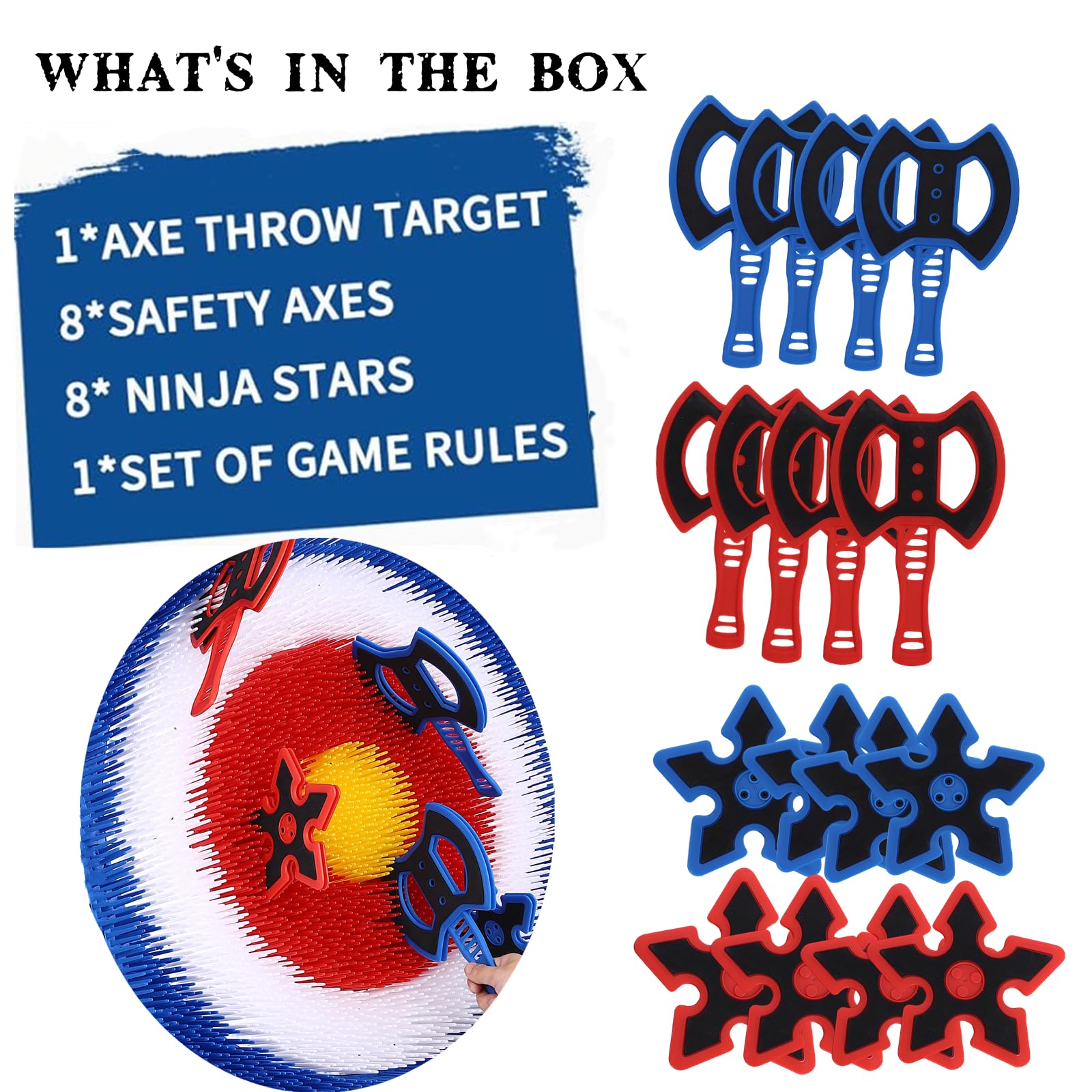 Axe Throwing Bristle Target with 8 Throwing Axes Set,Axe Throwing Game for Backyard, Indoor &Outdoor,Yard Games,Carnival Games