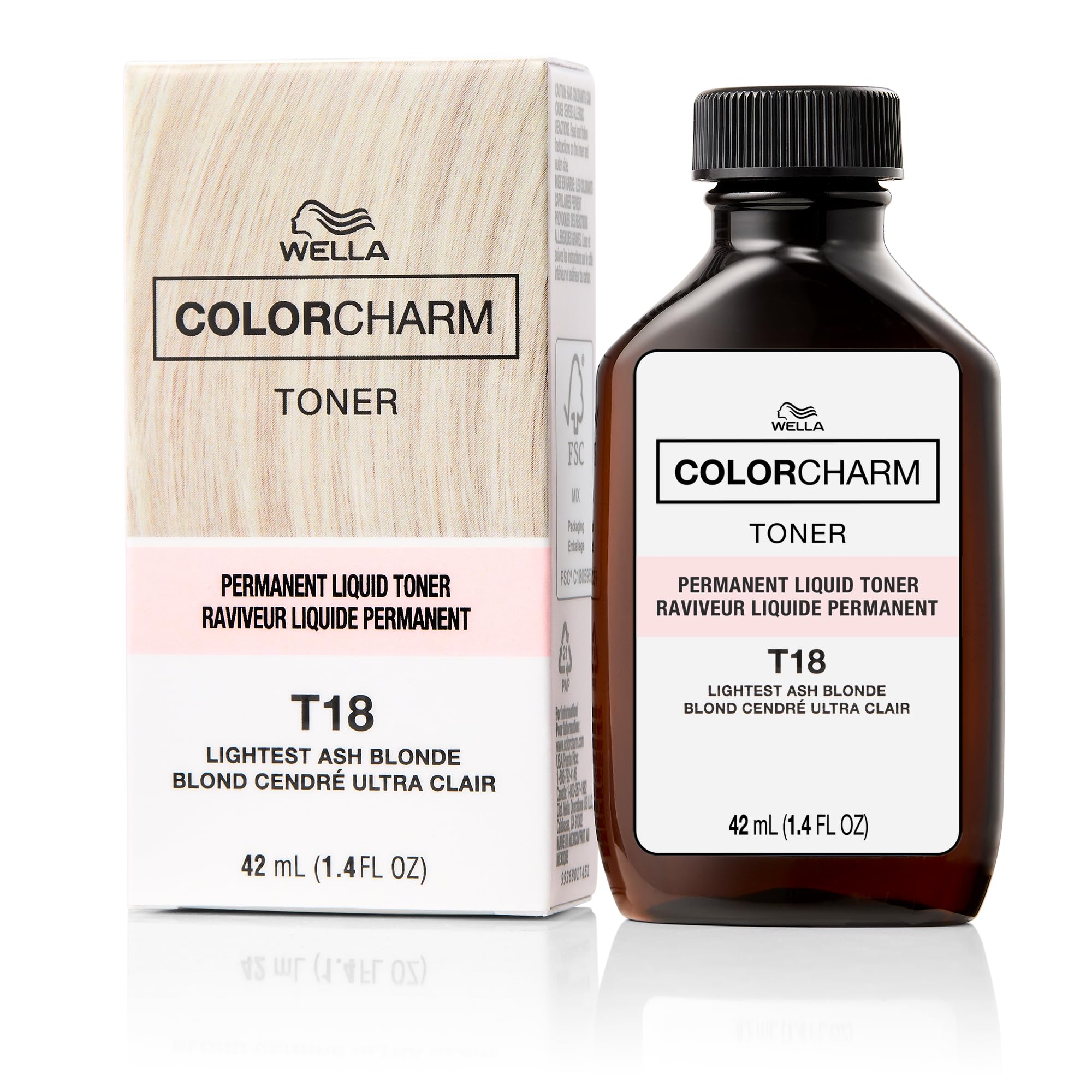 COLORCHARM Permanente Flüssigtönungen | Neutralisiert Gelbstich | Frei von Parabenen | Vegan | T18 Hellstes Aschblond | 41 ml
