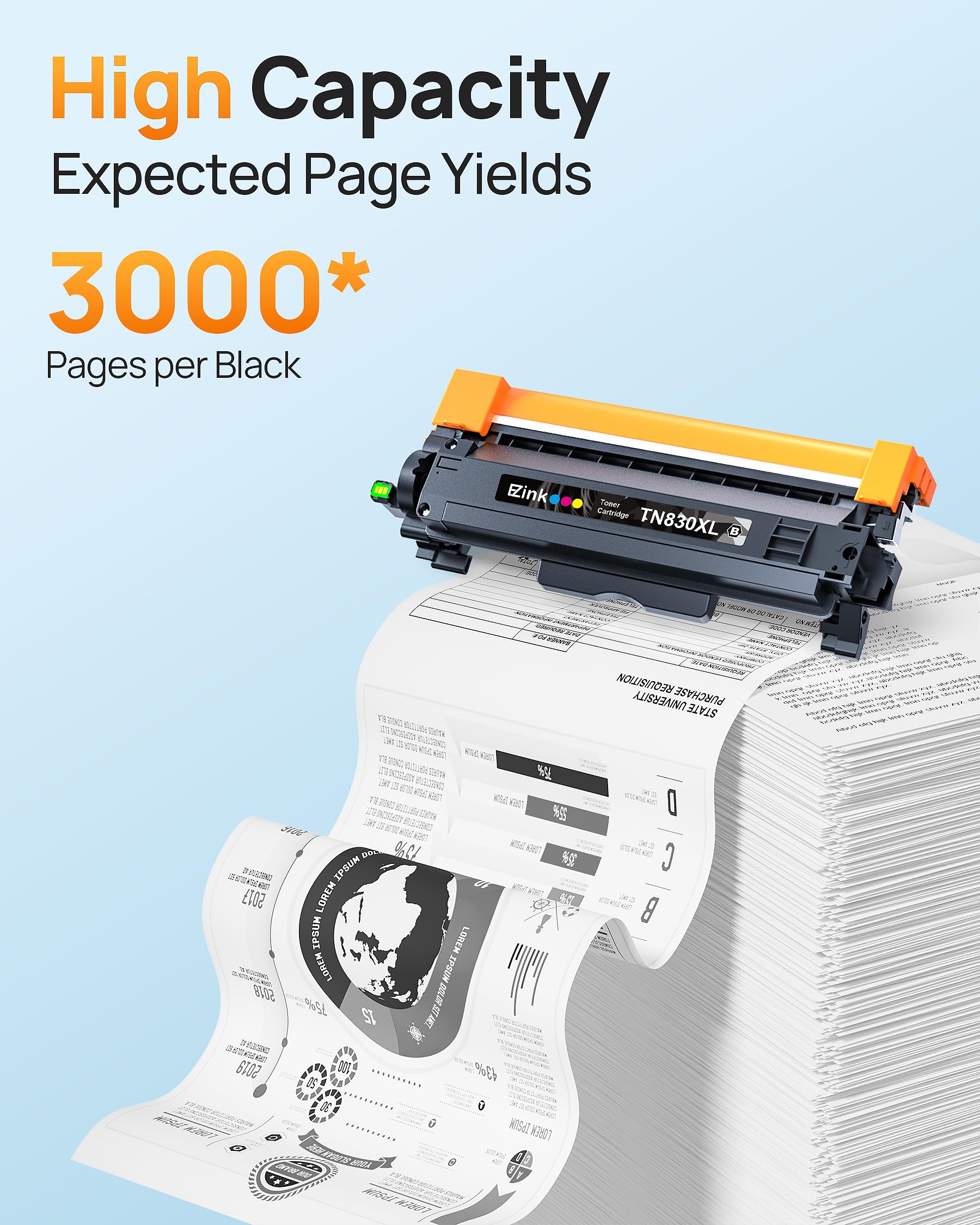 E-Z Ink Compatible Toner Cartridge Replacement for Brother TN830XL TN 830 TN830 Toner Cartridges for HL-L2460DW DCP-L2640DW HL-L2480DW HL-L2400D HL-L2405W MFC-L2820DW Printer (4 Black)
