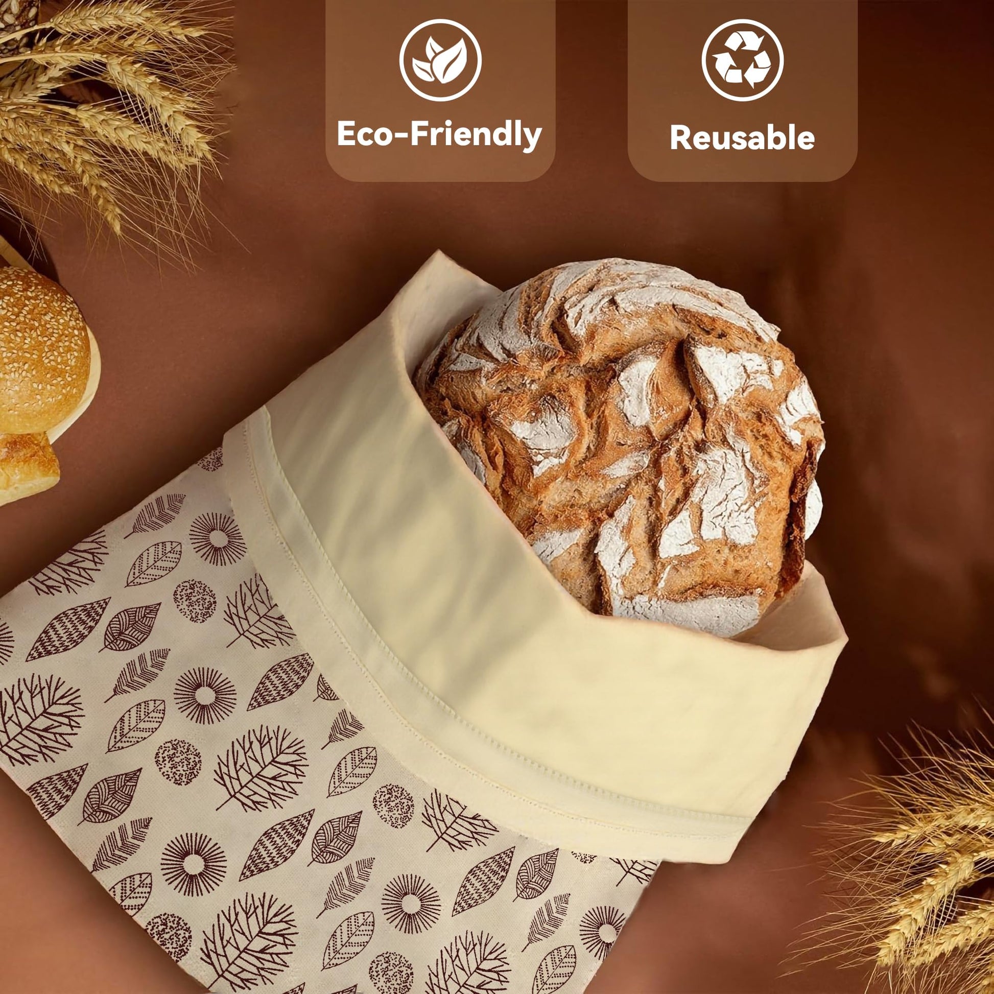 OHIYO Reusable Beeswax Bread Bags for Freezer & Refrigerator, 17"×13" Natural Beeswax-Lined Cotton Storage Bags Airtight Freshness Keeper for Homemade, Bakery Essentials (2 Pack)