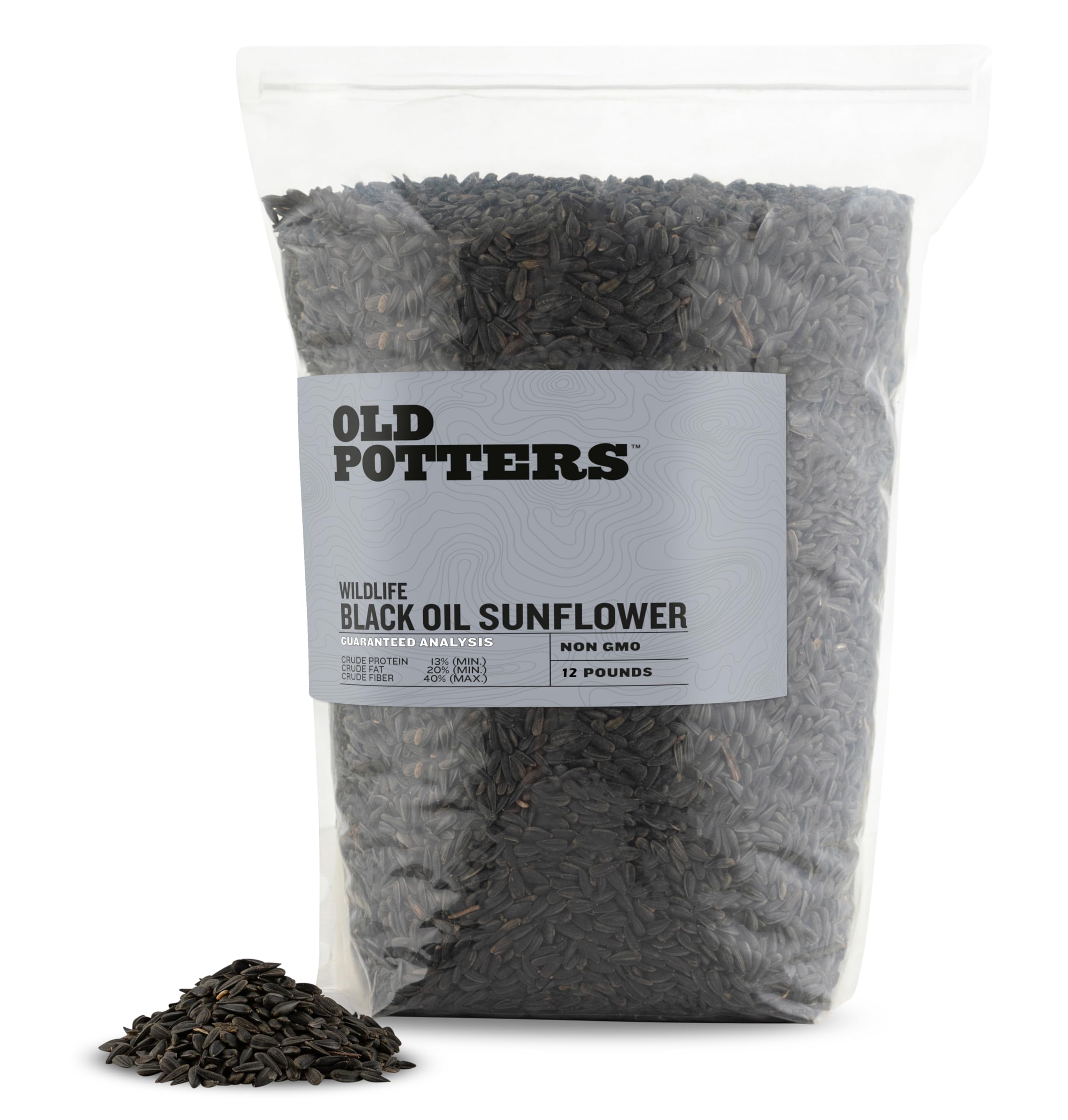 Old Potters Wildlife Black Oil Sunflower Seeds for Birds and Wildlife, Non-GMO & USA Grown on Small Farms, 12 lbs