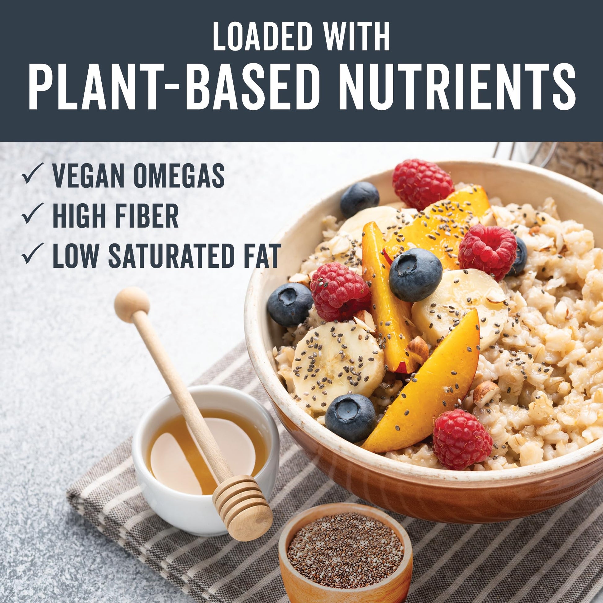 Viva Naturals Organic Chia Seeds 2 LBs - Plant-Based Omega-3 and Vegan Protein, Non-GMO Chia Seeds Organic Perfect for Smoothies, Salads and Chia Seed Pudding, Black Chia Seeds Bulk