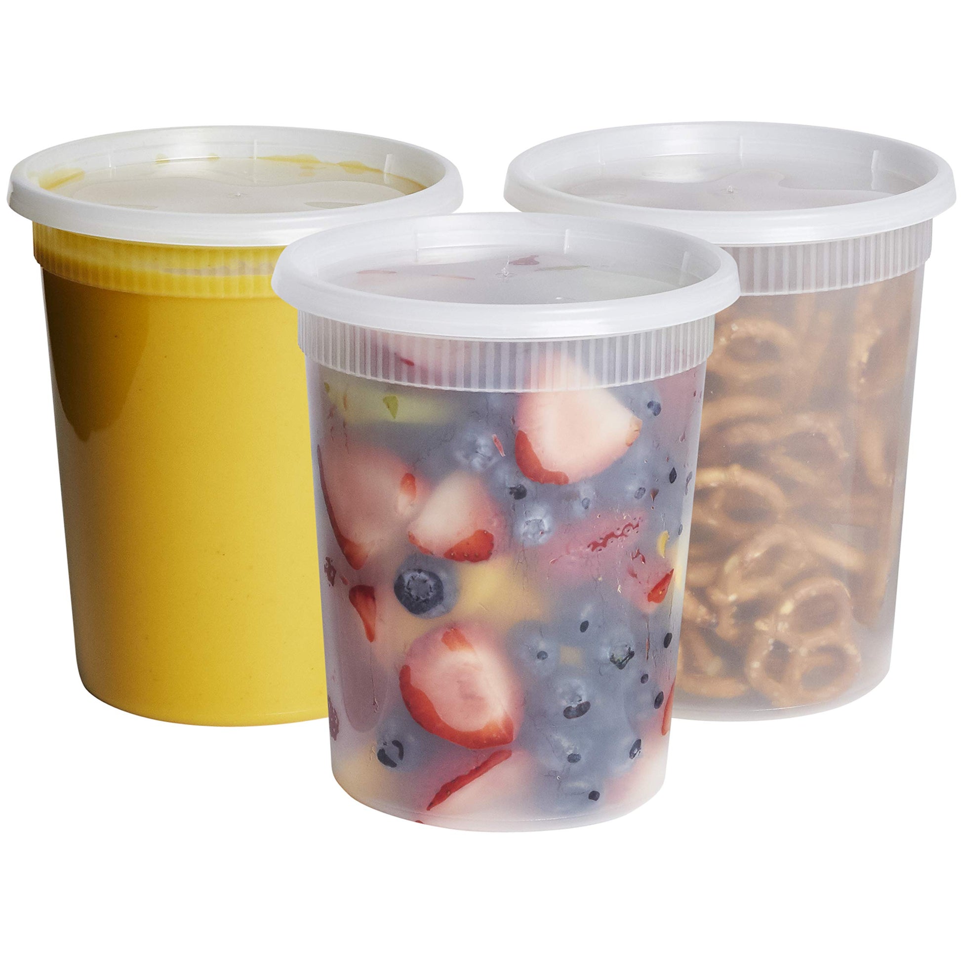 GUSTO [48 Sets - 8 oz. Plastic Deli Disposable Food Storage Containers with Airtight Lids - Slime Containers (Formerly Comfy Package)