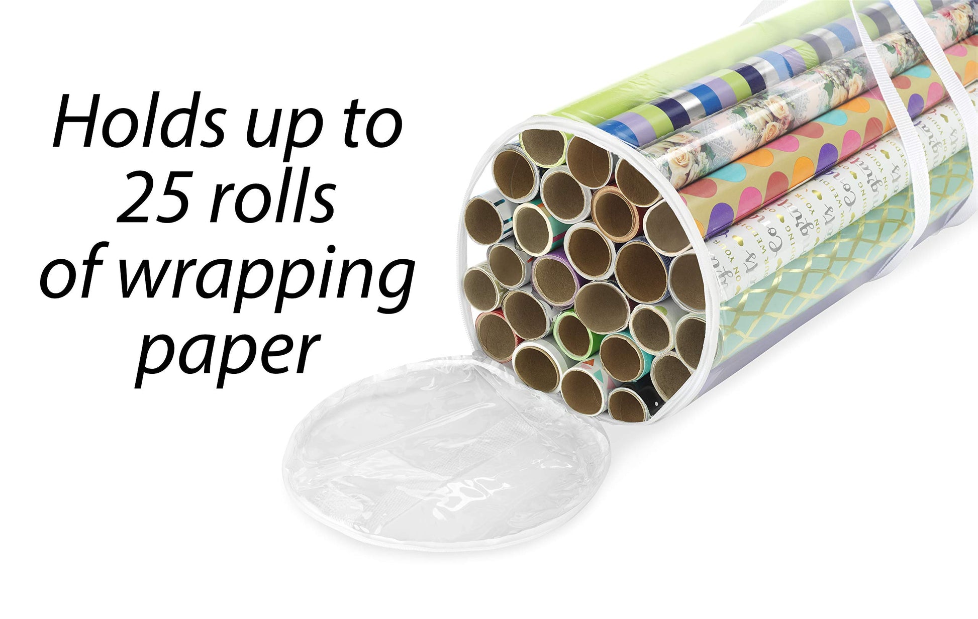 Whitmor 6044-4924 Clear Gift Wrap Organizer - Zippered Storage for 25 Rolls