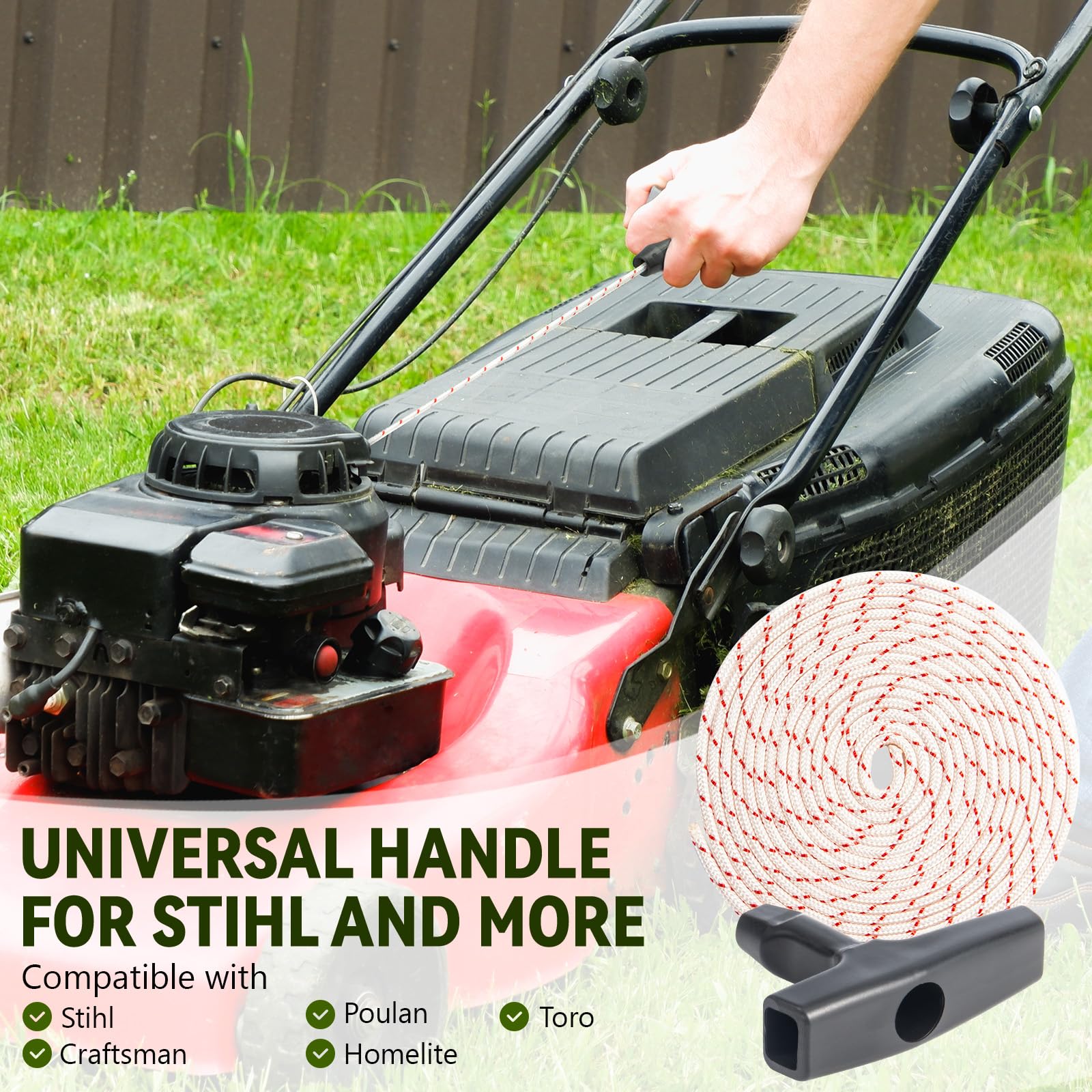 3 Pack, 10 ft x 9/64" (3.5mm) Pull Cord Rope with Handle, Premium Starter Rope with High Tensile Strength, Universal Pull Cord Replacement for Lawn Mower, Generator, Chainsaw, and Small Engine