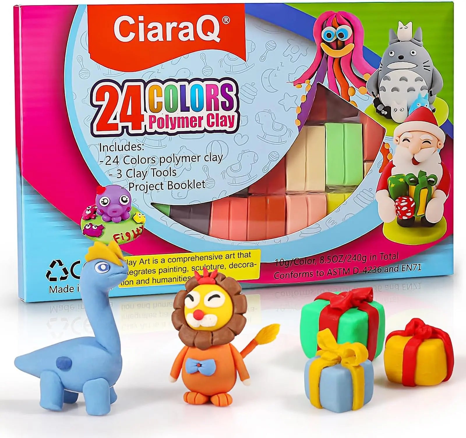 CiaraQ 24 Colors Small Block Polymer Clay Starter kit, Oven Bake Clay, CPSC Conformed Non-Toxic Molding DIY Clay, Great for Kids, Beginners