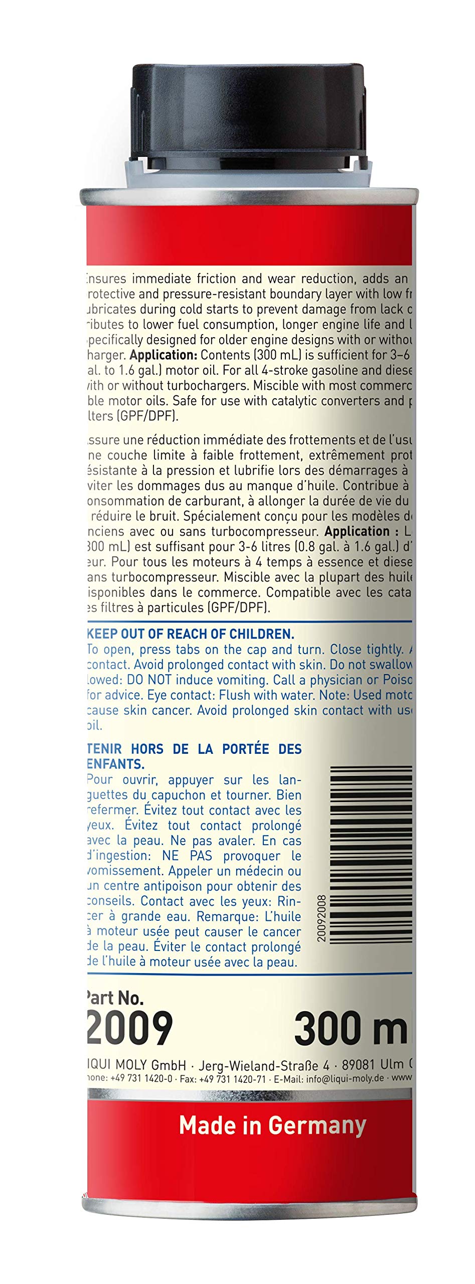 Liqui Moly MoS2 Anti-Friction Engine Treatment | 300 ml | Oil additive | SKU: 2009