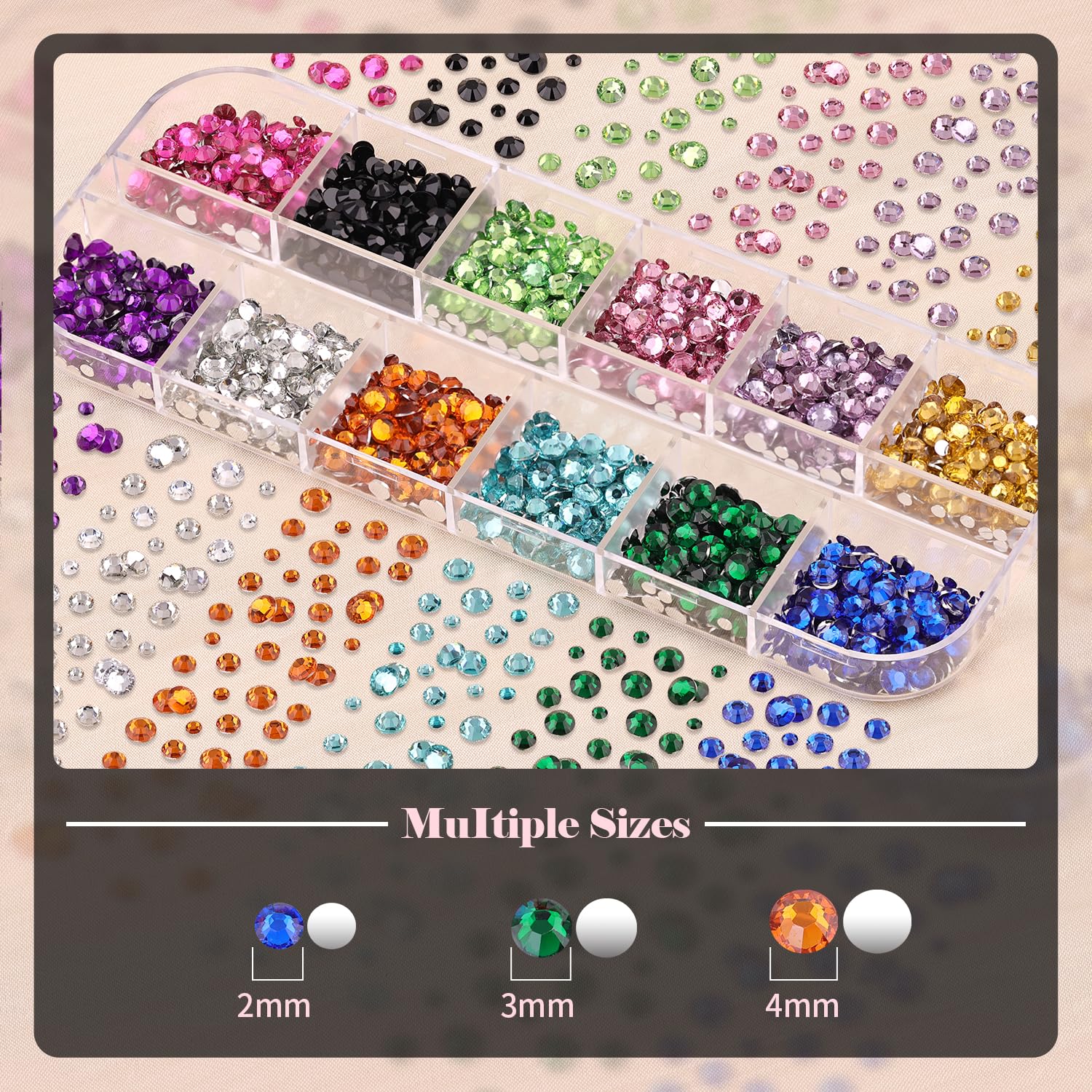 BELLEBOOST Nail Art Rhinestone Glue Gel&2 Boxes Flatback Gems Kit, 1 Tube of 15ml Rhinestone Gel Glue+Colorful Gems+Flat Back Round Glass Crystal AB&Clear Gemstones with Pickup Tools