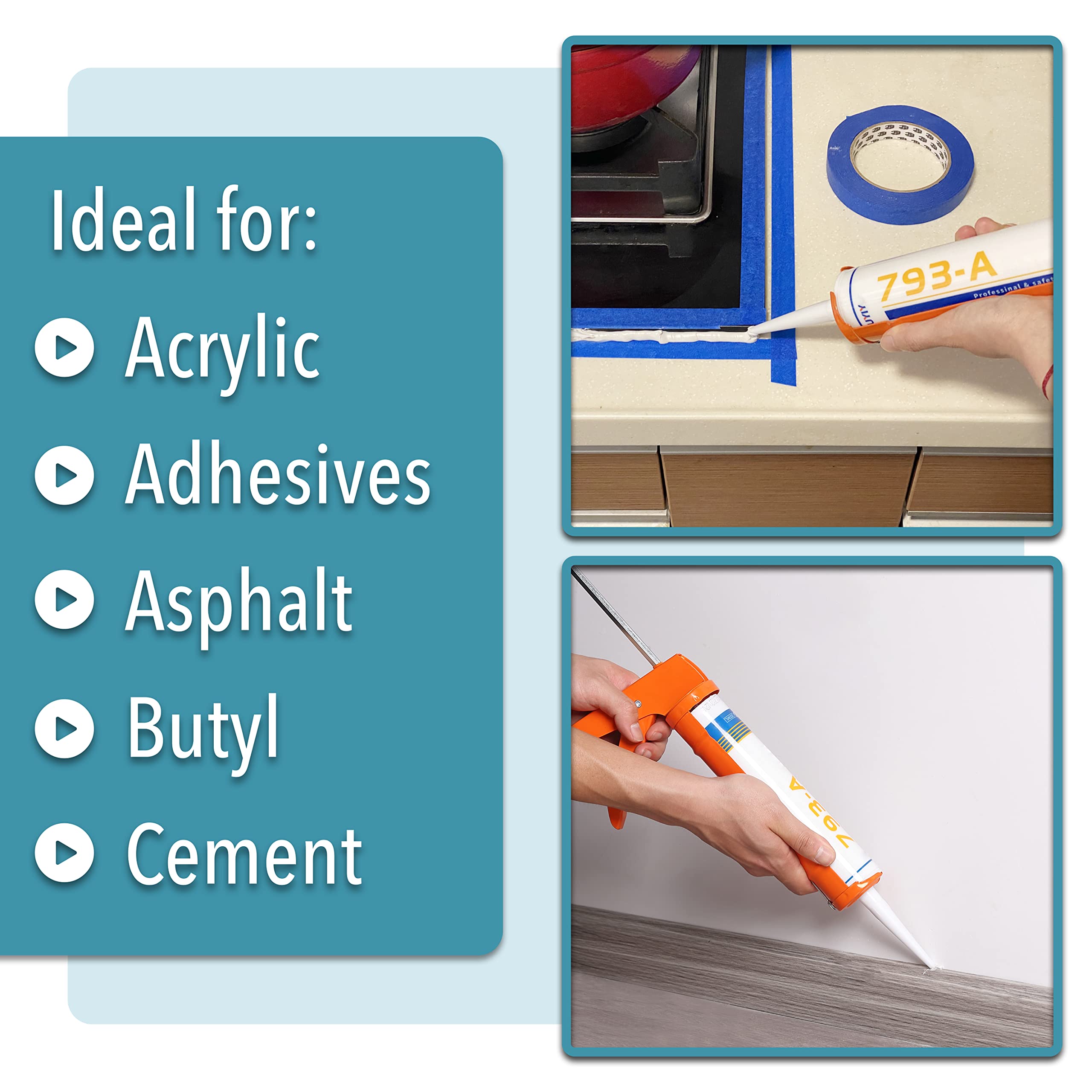 Bates- Caulking Silicone Gun, 10:1 Thrust Ratio, Hand Caulking Guns, No Drip