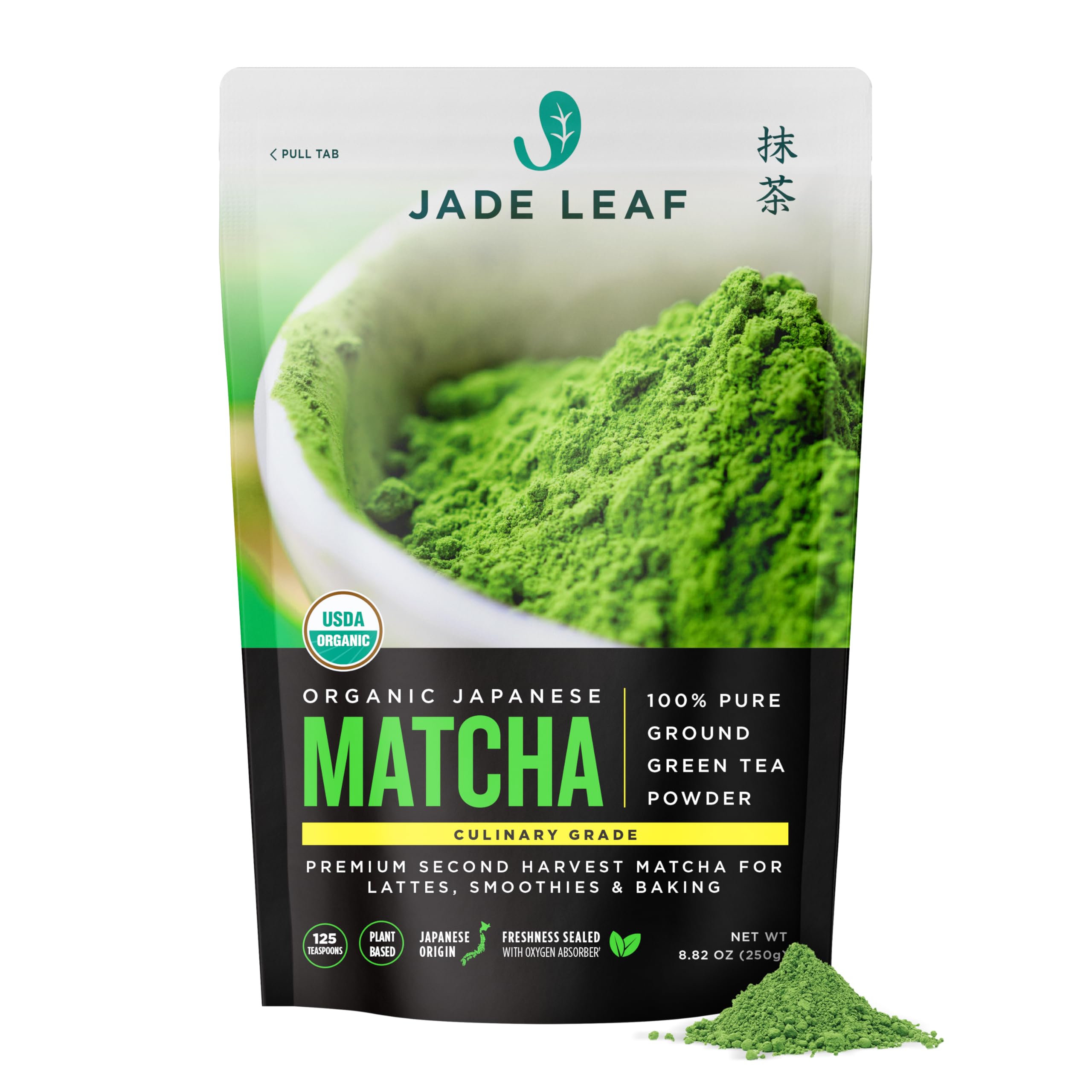 Jade Leaf Matcha Bio-Grünteepulver - Kulinarische Qualität, Zweite Ernte, Premium - Authentischer japanischer Ursprung (30 g wiederverschließbarer Beutel)