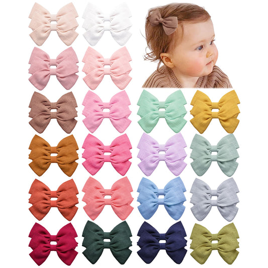 Prohouse 40 PCS Baby Girls Hair Clips Fully Lined Non Slip For Infant Fine Hair Bows Barrettes for Toddlers Kids Children in Pairs