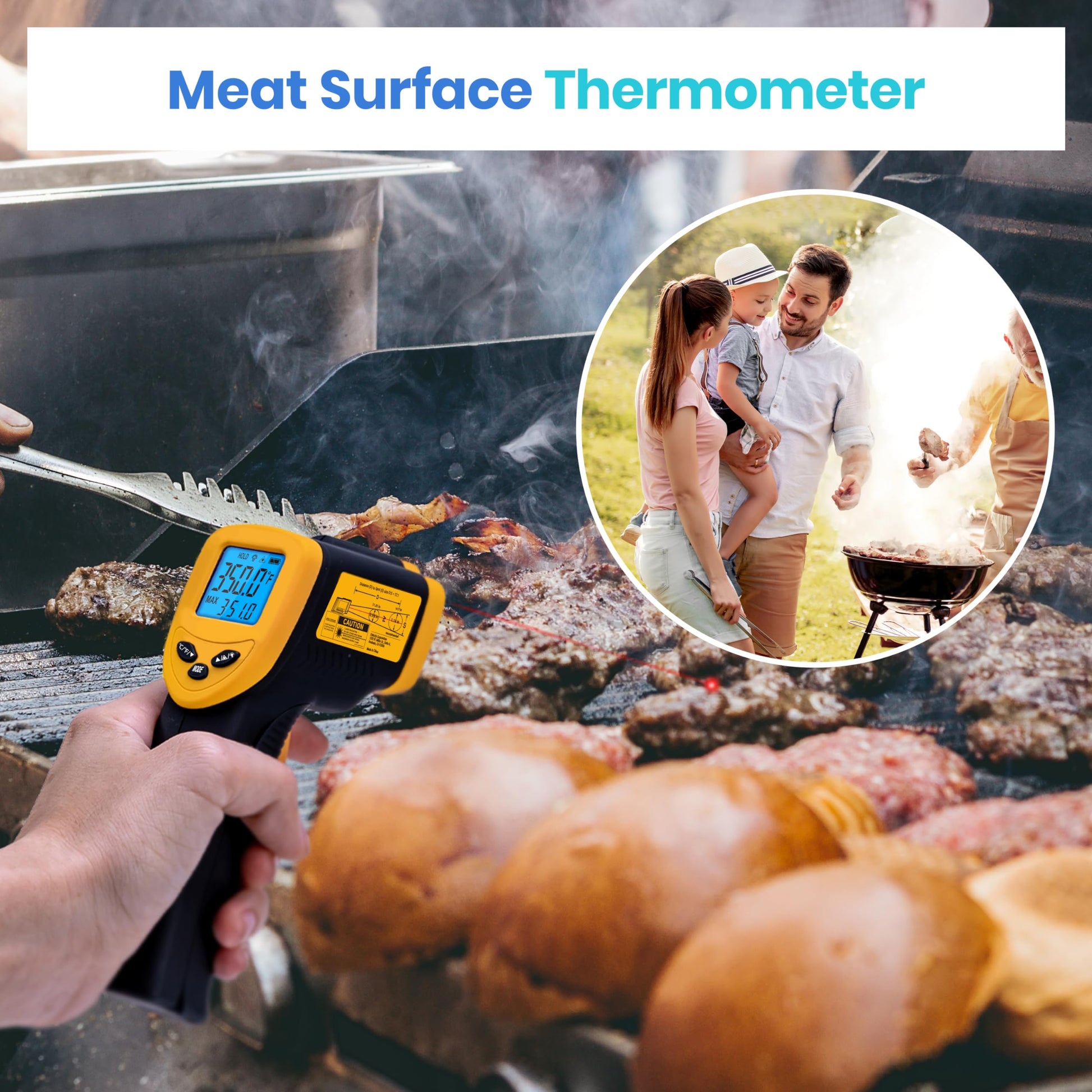 Etekcity Infrared Thermometer Laser Temperature Gun 774, Meat Food Candy Oven Thermometer for Griddle Accessories, Heat Gun for Cooking Refrigerator Tools, Yellow