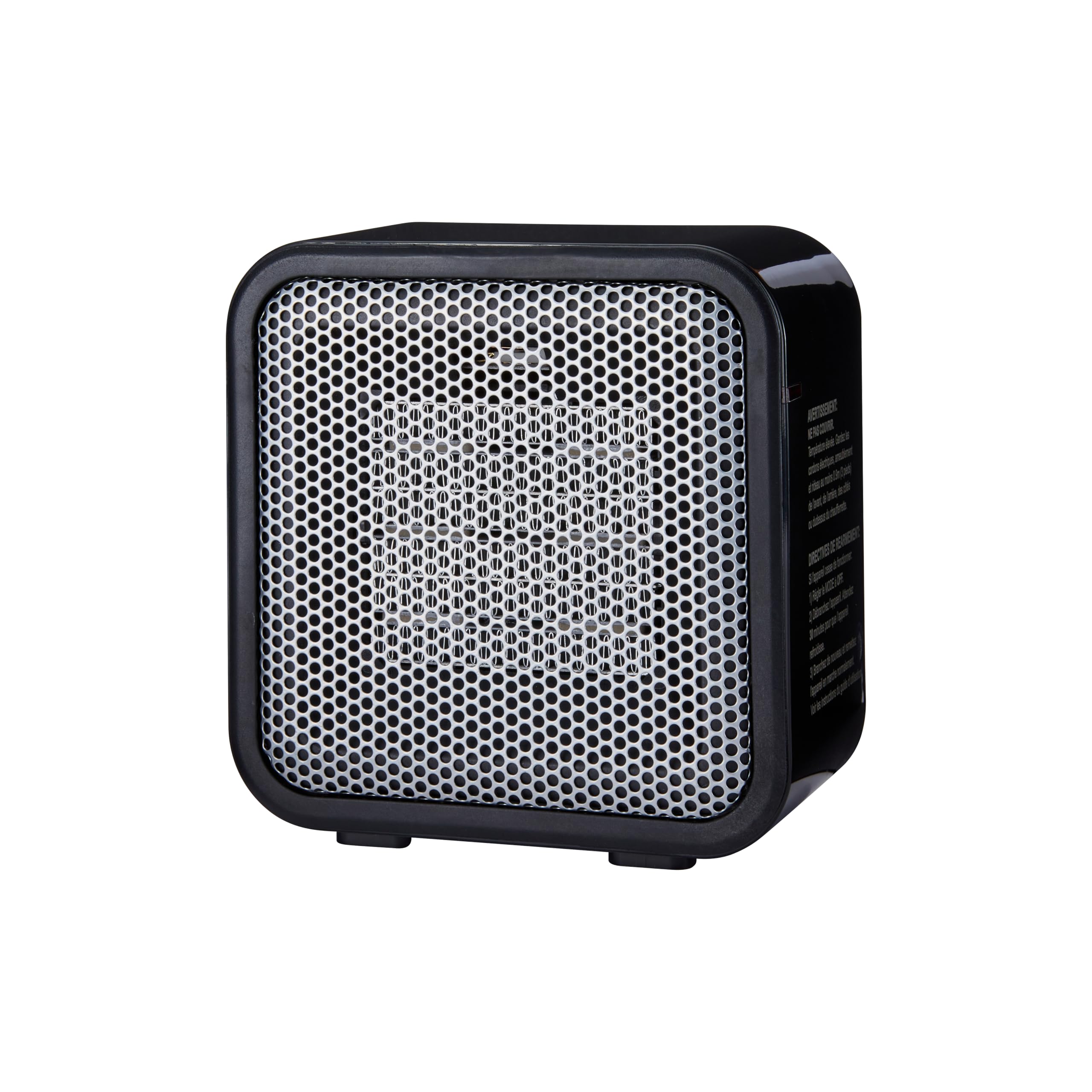 Amazon Basics Ceramic Space Heater, Mini Heater for Office Desk, Portable Tent Heater for Camping (Indoor Use), 500 W, With Tip-Over Protection, Lightweight (1.4 LBS), Black, 5.87”D x 3.15”W x 5.95”H