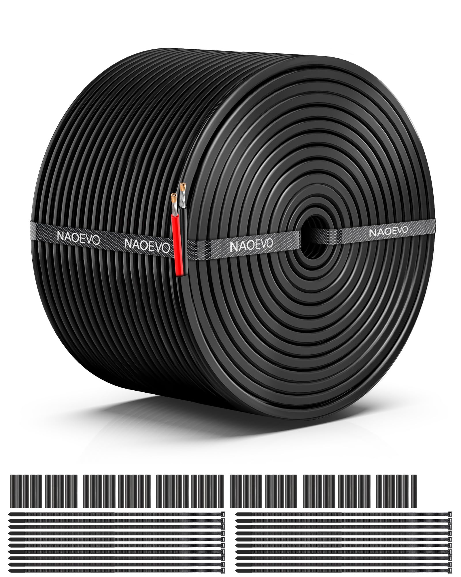 16 Gauge Wire 2 Conductor Electrical Wire, 16 AWG Wire Stranded PVC Cord, 12V Low Voltage/Tinned Copper/Flexible/16/2 Wire for Automotive Wire LED Strips Lamp Lighting Marine (50FT-15.24M)