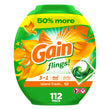 Gain Flings Liquid Laundry Detergent, Island Fresh Scent, 112 Count, HE Compatible