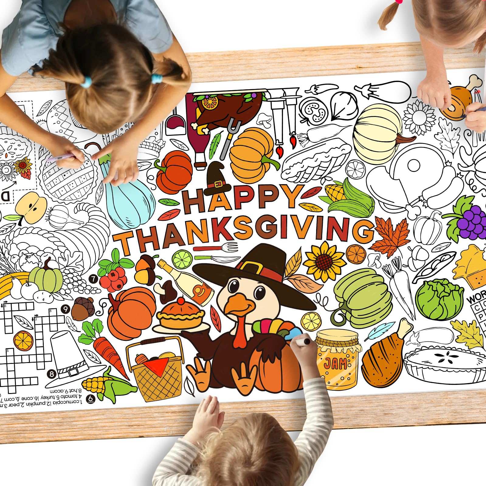 Gatherfun Halloween Activity Poster - 31.5 x 72 Inches,Halloween Party, Versatile Paper Coloring Banner/Table Cover for School Party Halloween Decoration