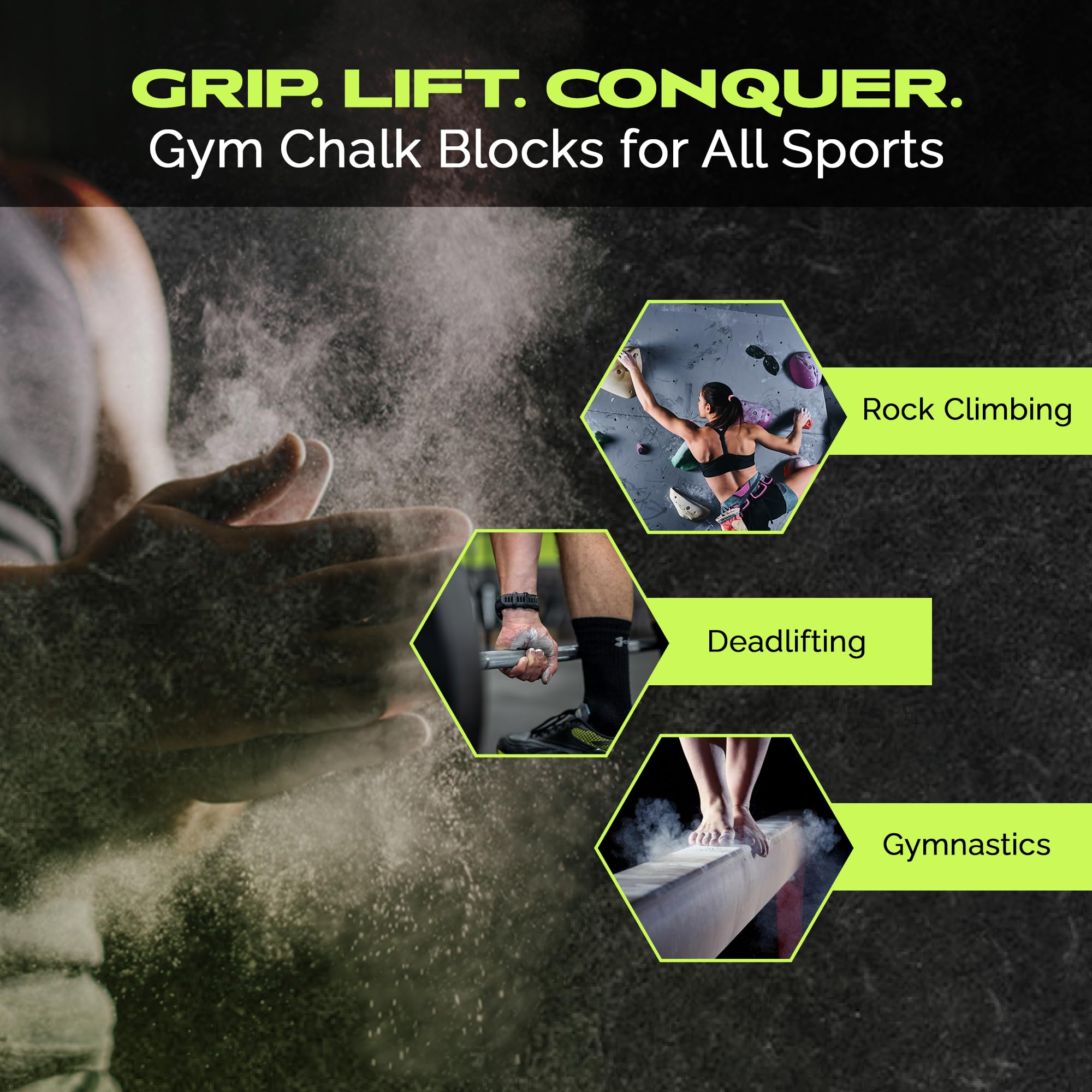 Rage Fitness Premium Gym Chalk, Pure Magnesium Carbonate Chalk for Excellent Grip, Weightlifting, Gymnastics, Rock Climbing - Block Chalk 1 LB