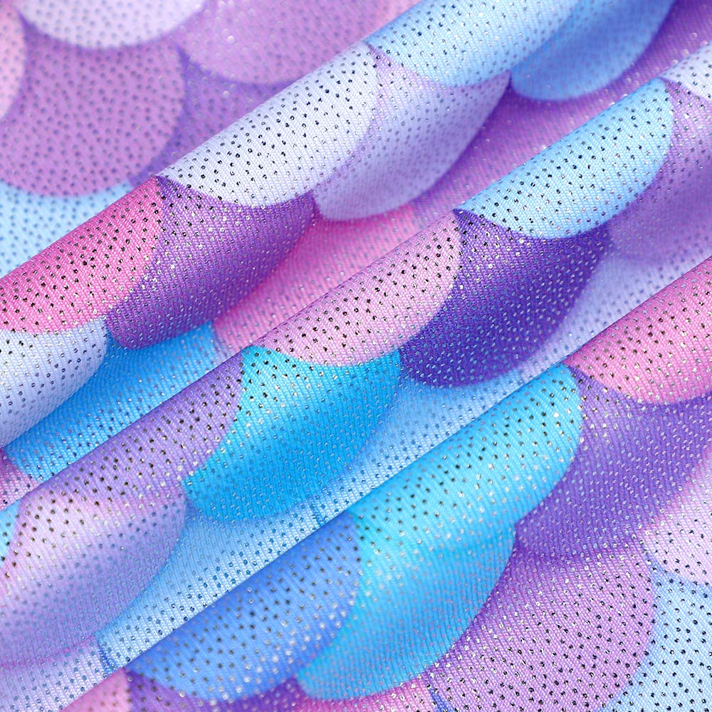Leotards for Girls Gymnastics Unicorn Athletic Dance Wear Shiny Rainbow Blue Hotpink (Mermaid Purple, 6-7 Years)