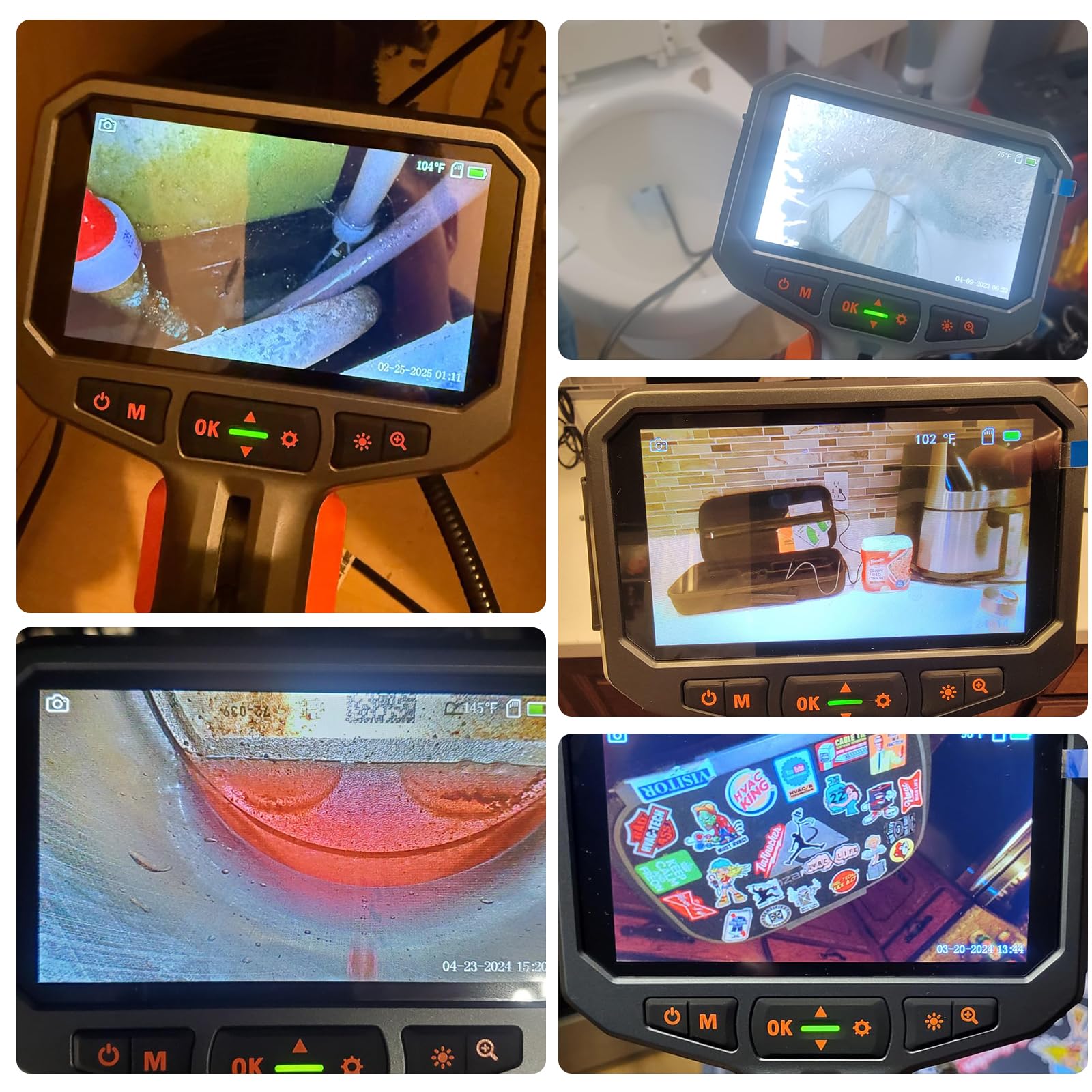 Teslong Two-Way Articulating Borescope with Light, Industrial Endoscope Inspection Camera with Articulated Probe, Flexible Mechanic Fiber Optic Snake Scope Cam for Wall Automotive Engine Inspect-5FT