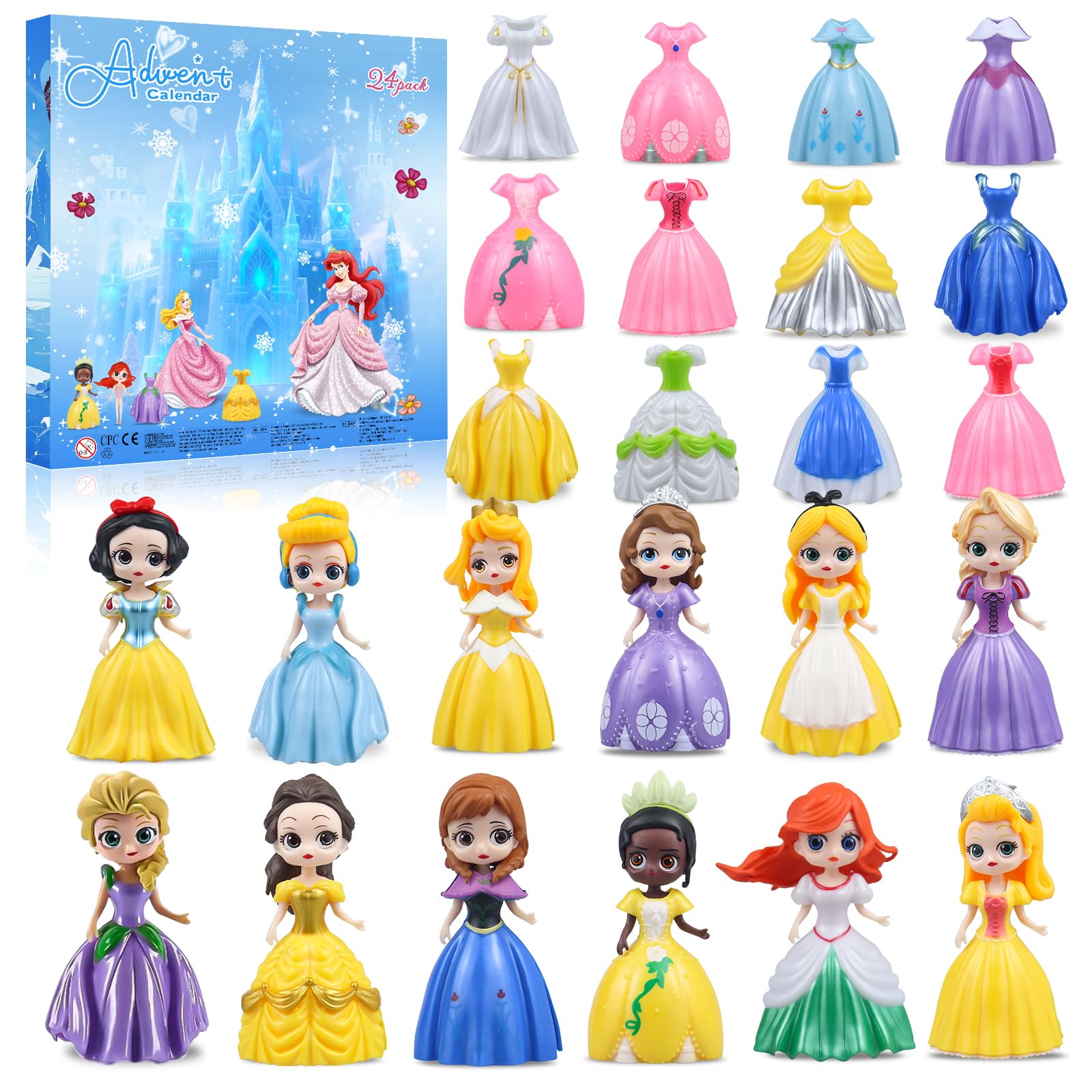 Princess Advent Calendar 2025 Girls, Princess Deformation Toys 24 Days Christmas Countdown Calendar Creative Xmas Gifts for Kids Teens