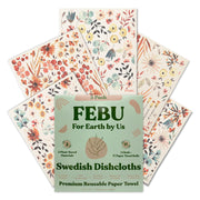FEBU Swedish Dishcloths for Kitchen | 5 Pack Watercolor Dish Towels | Reusable Paper Towels Washable | Non-Scratch Cellulose Sponge Cloths | No Odor, Biodegradable, Swedish Cloths