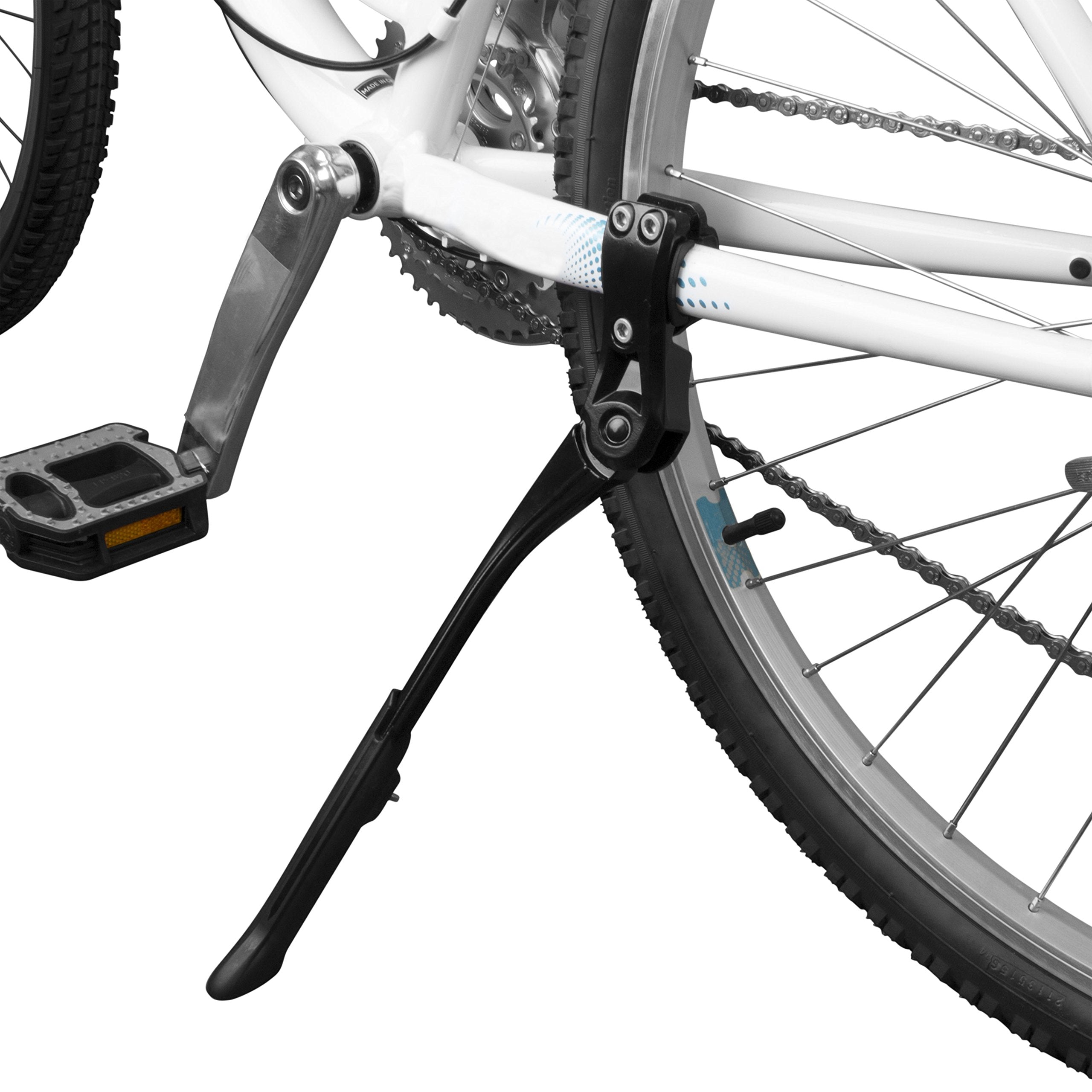 BV Rear Bike Stand for 24"-28" Bikes - Adjustable Bike Kickstand for Adult Bike with 8 Height Levels, Non-Slip Foot & Clamp Grip - Weather-Resistant Aluminum Alloy Bicycle Stand for Road, Mountain BMX