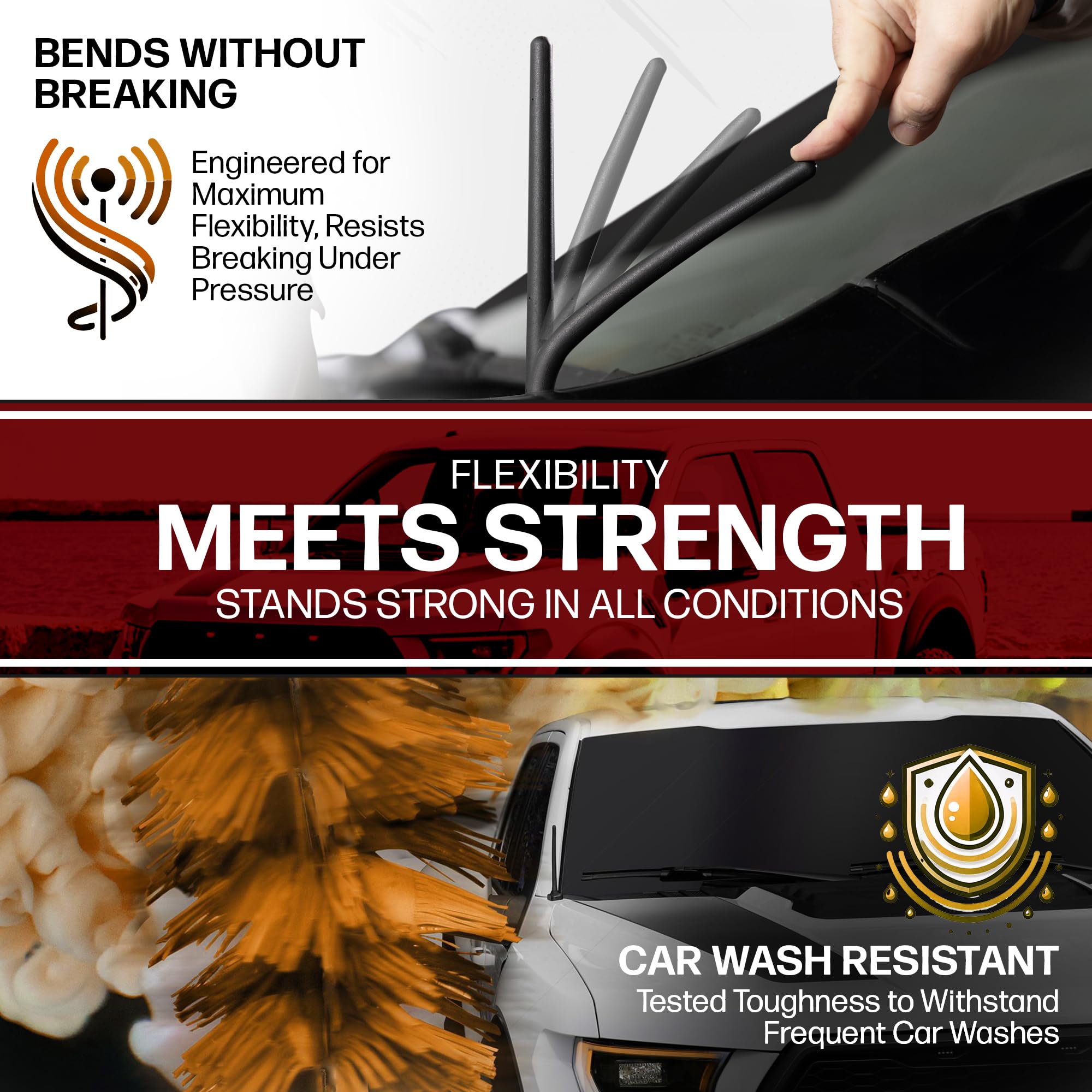 AntennaMastsRus Short Rubber Antenna for GMC Sierra 1500 (2006-2026) - German Engineered with Internal Copper Coil for Enhanced Signal Reception - Car Wash Proof & Easy Install - 6 3/4 Inch