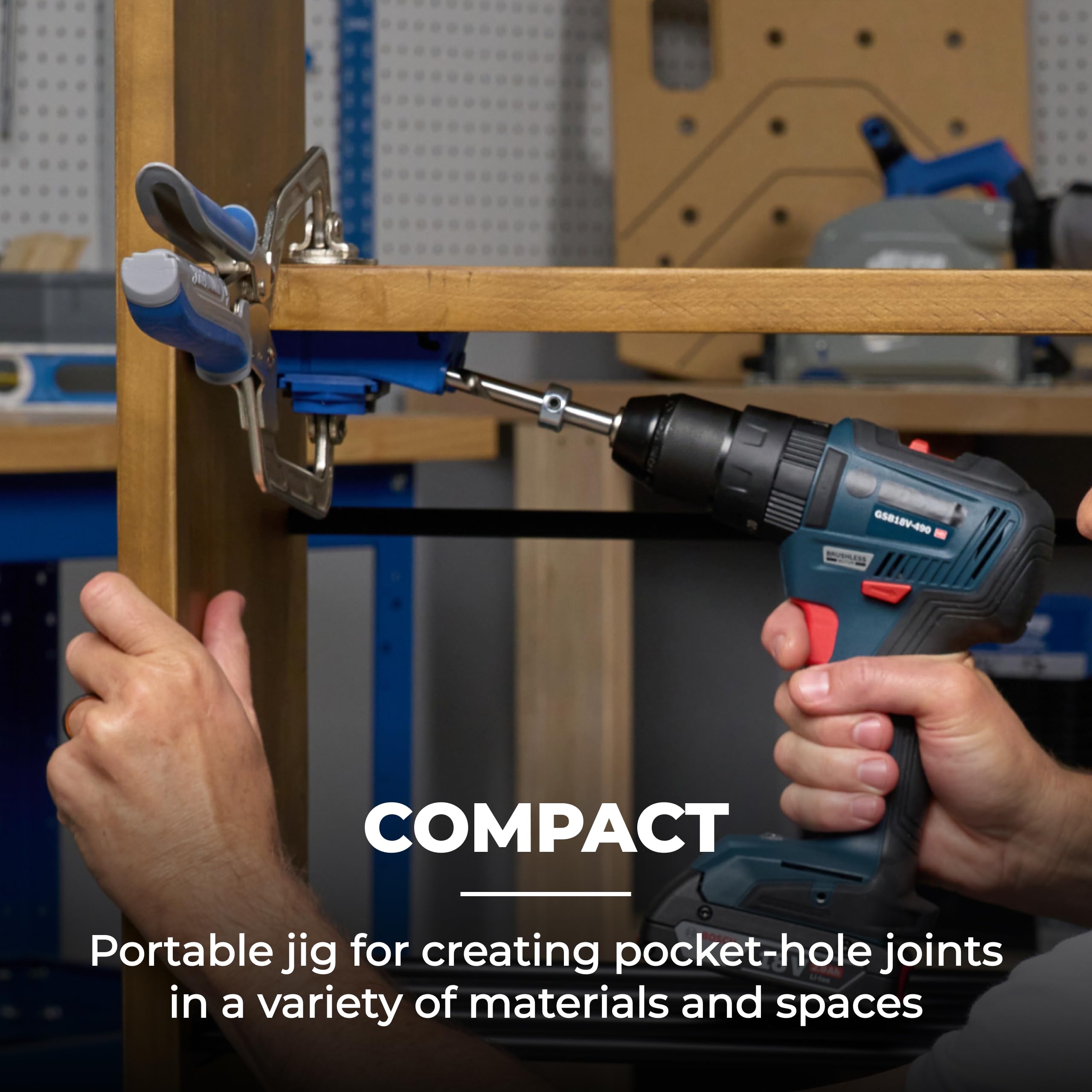 KREG Durable Pocket-Hole Jig 320 with Classic 2 Inch Face Clamp - Includes Wood Clamps for Woodworking & Tight Spaces - For Materials 1/2 Inch to 1 1/2 Inch Thick